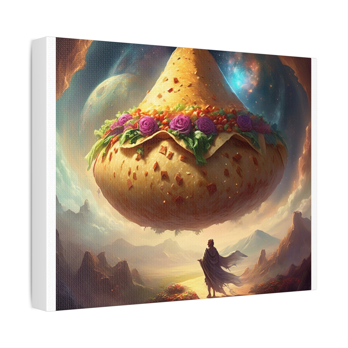 Cosmic Taco Planetoid Surreal Food Fantasy Art Canvas
