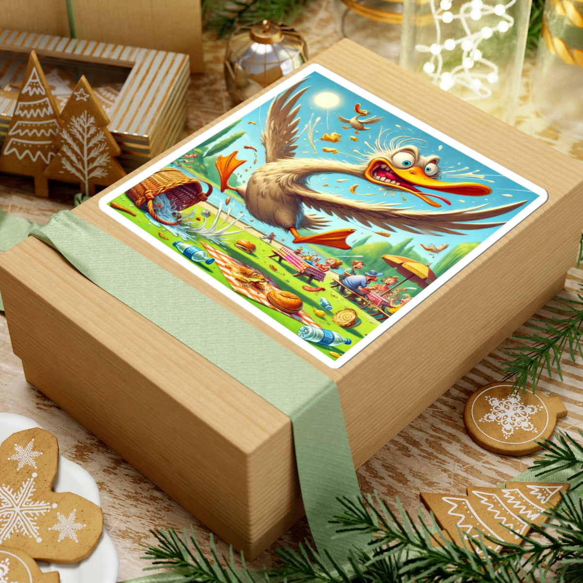 Chaotic Picnic Duck Funny Summer Adventure Sticker