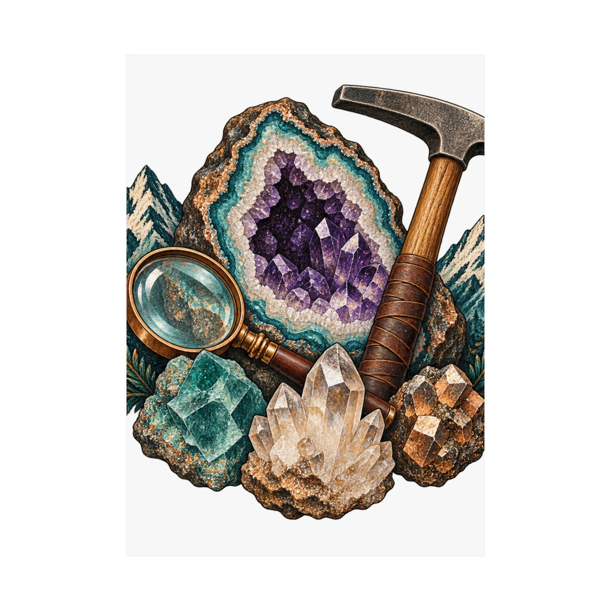 Vintage Geode and Rockhounding Field Kit Poster
