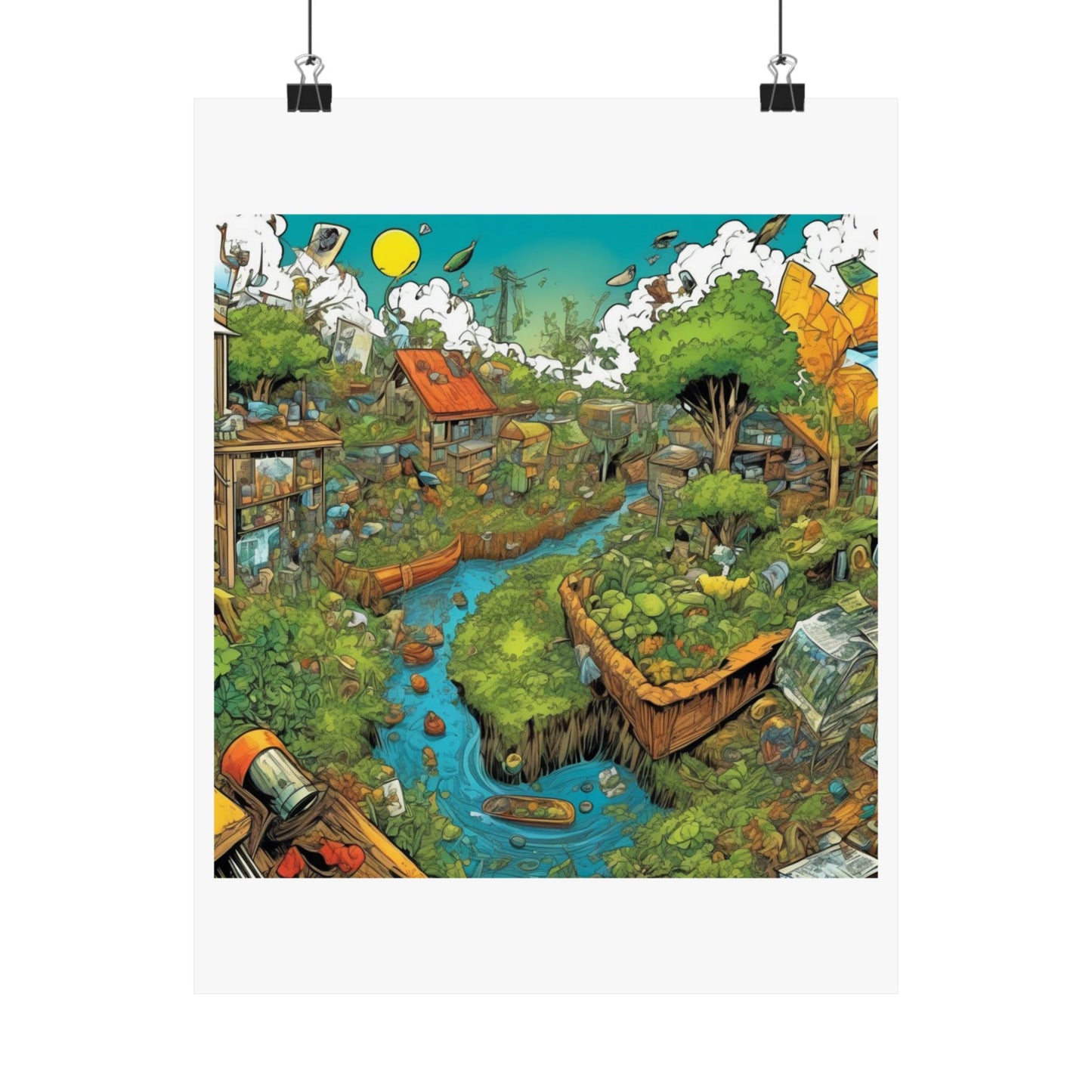 Whimsical Garden Stream Nature Gift Art Poster