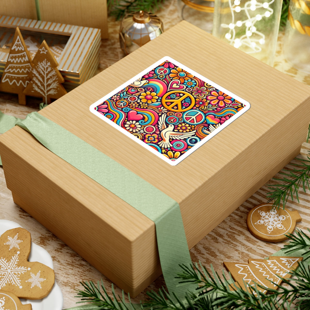 Colorful Peace Floral Pattern Sticker