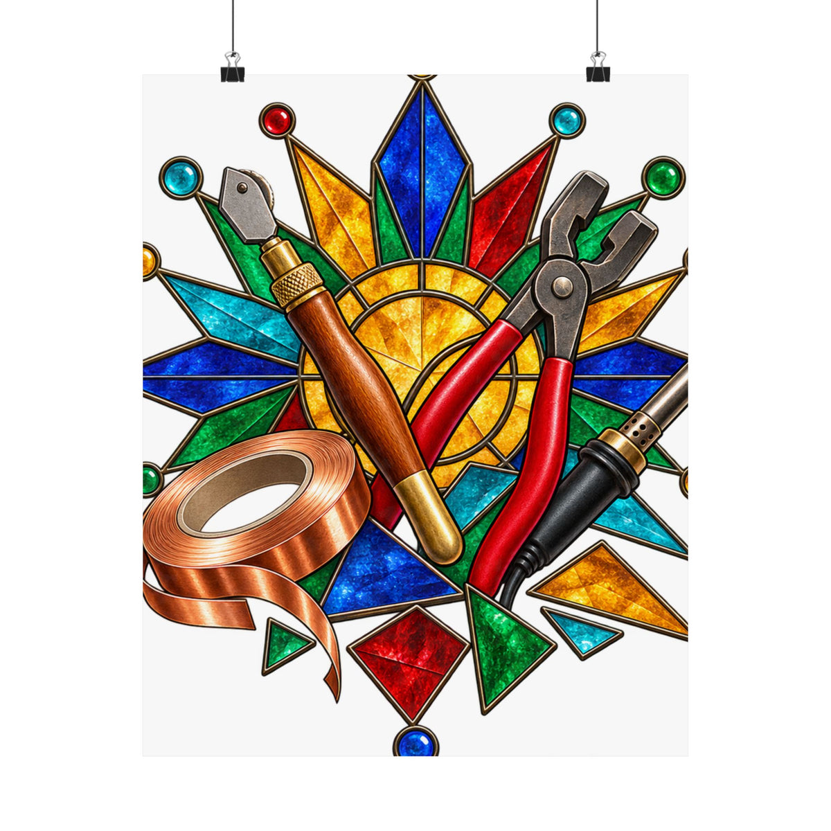 Stained Glass Workshop Tools Poster