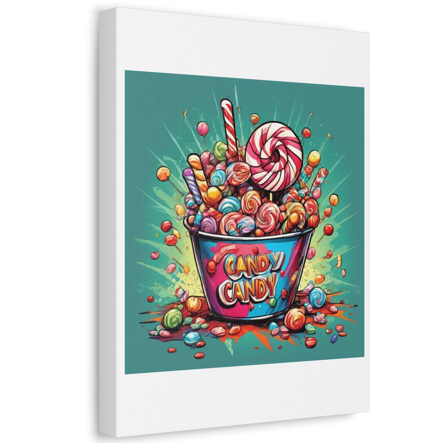 Holiday Candy Bucket Sweets Gift Art Canvas