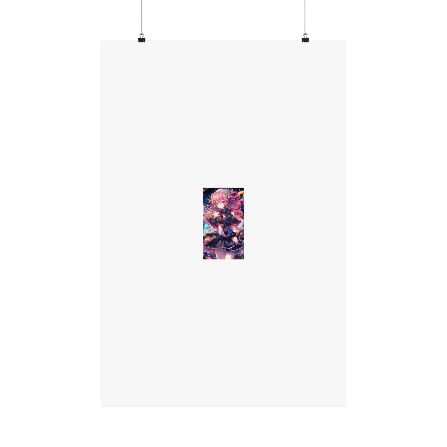 Pink Haired Fantasy Heroine Anime Portrait Poster Art