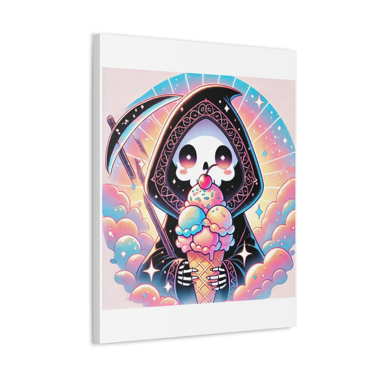 Pastel Grim Reaper Ice Cream Cute Gothic Canvas Art