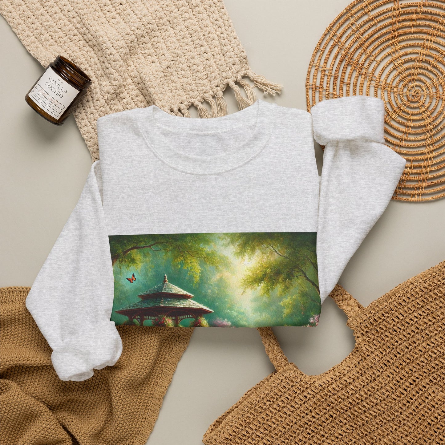 Spring Garden Gazebo Floral Landscape Sweatshirt