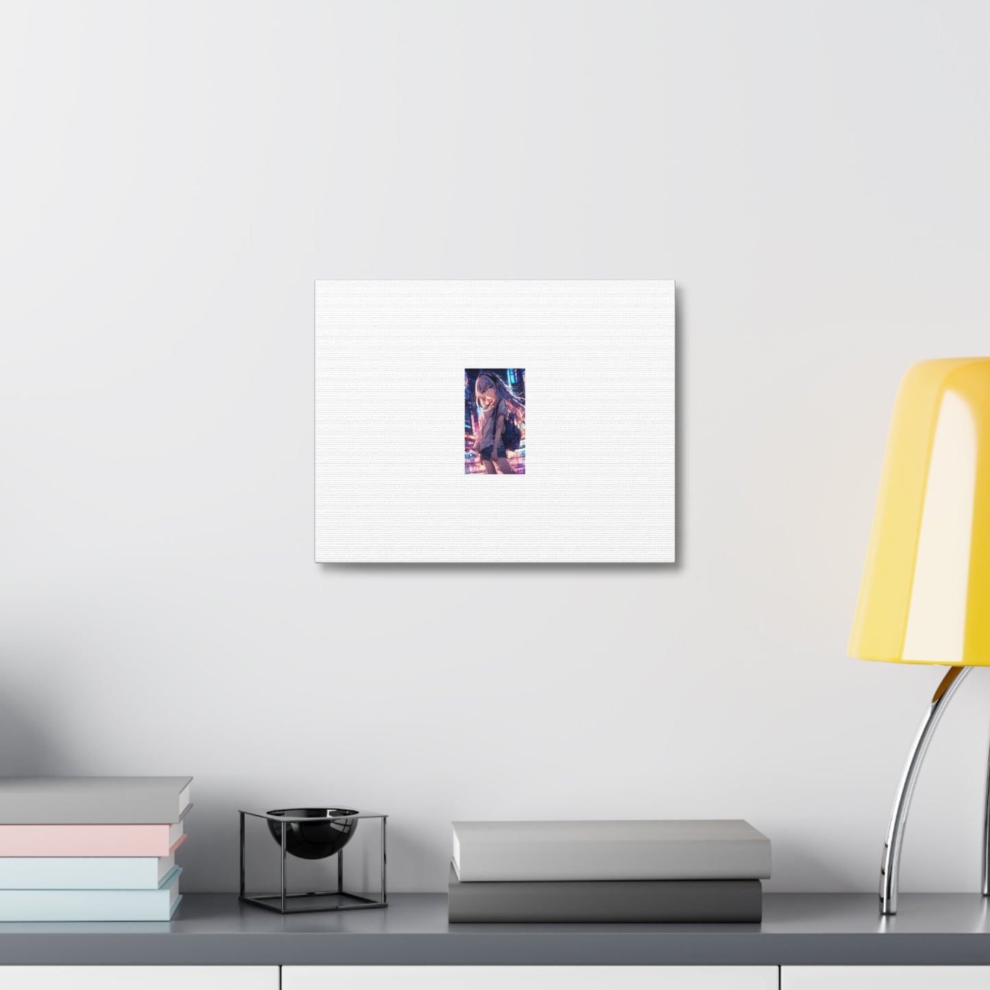 Anime City Night Heroine Portrait Neon Canvas Wall Art