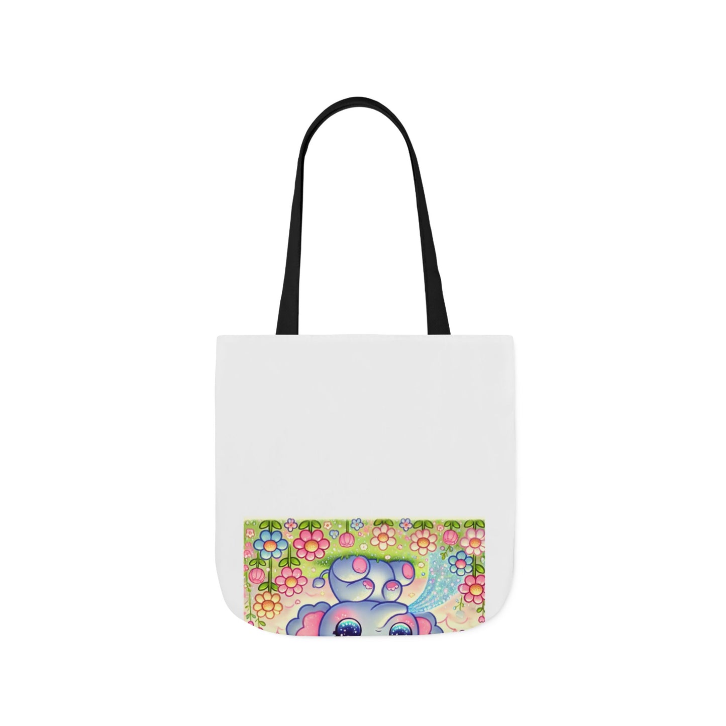 Pastel Rainbow Baby Elephant Floral Canvas Tote Bag