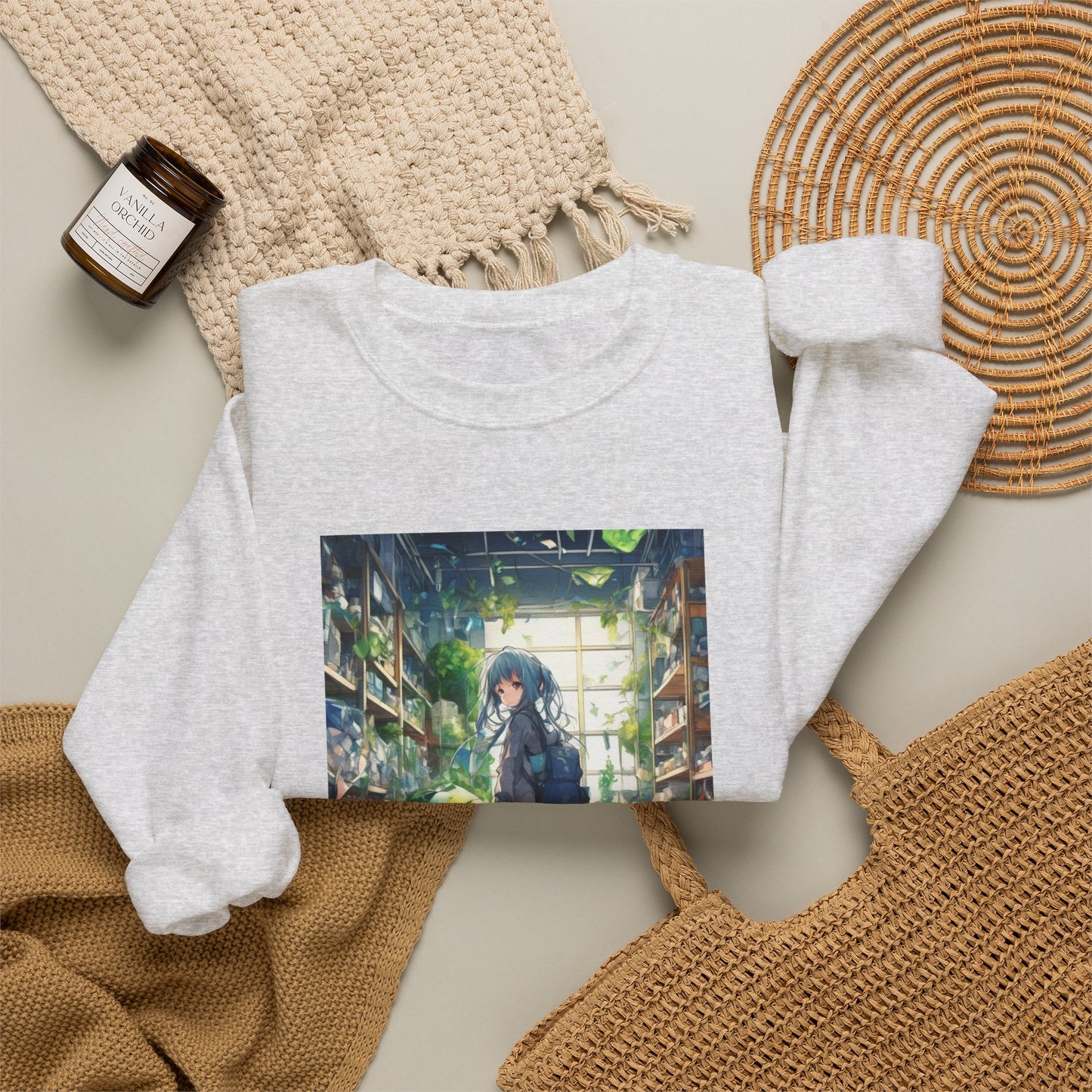 Green Recycling Alley Anime Girl Green Art Sweatshirt