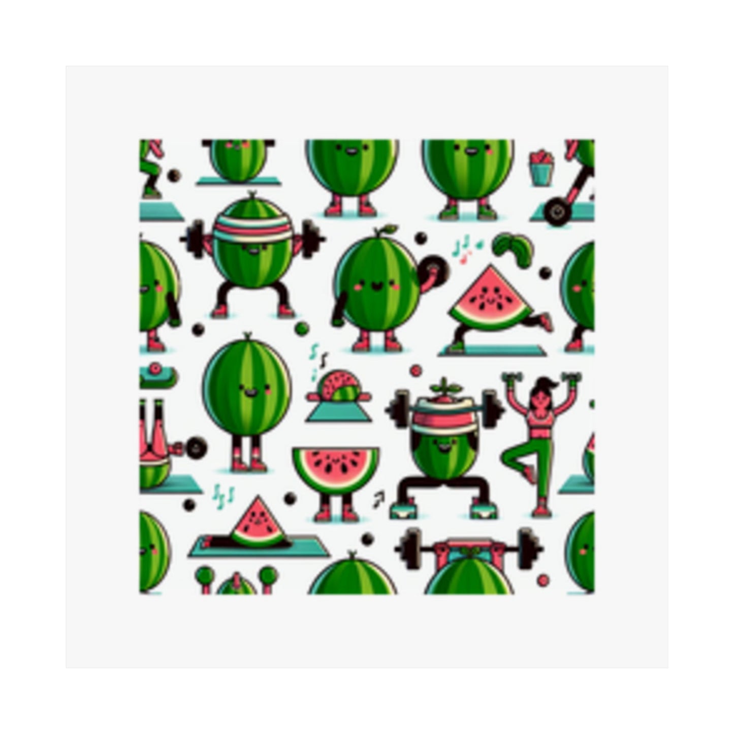 Watermelon Workout Club Cute Food Fitness Wall Art Poster