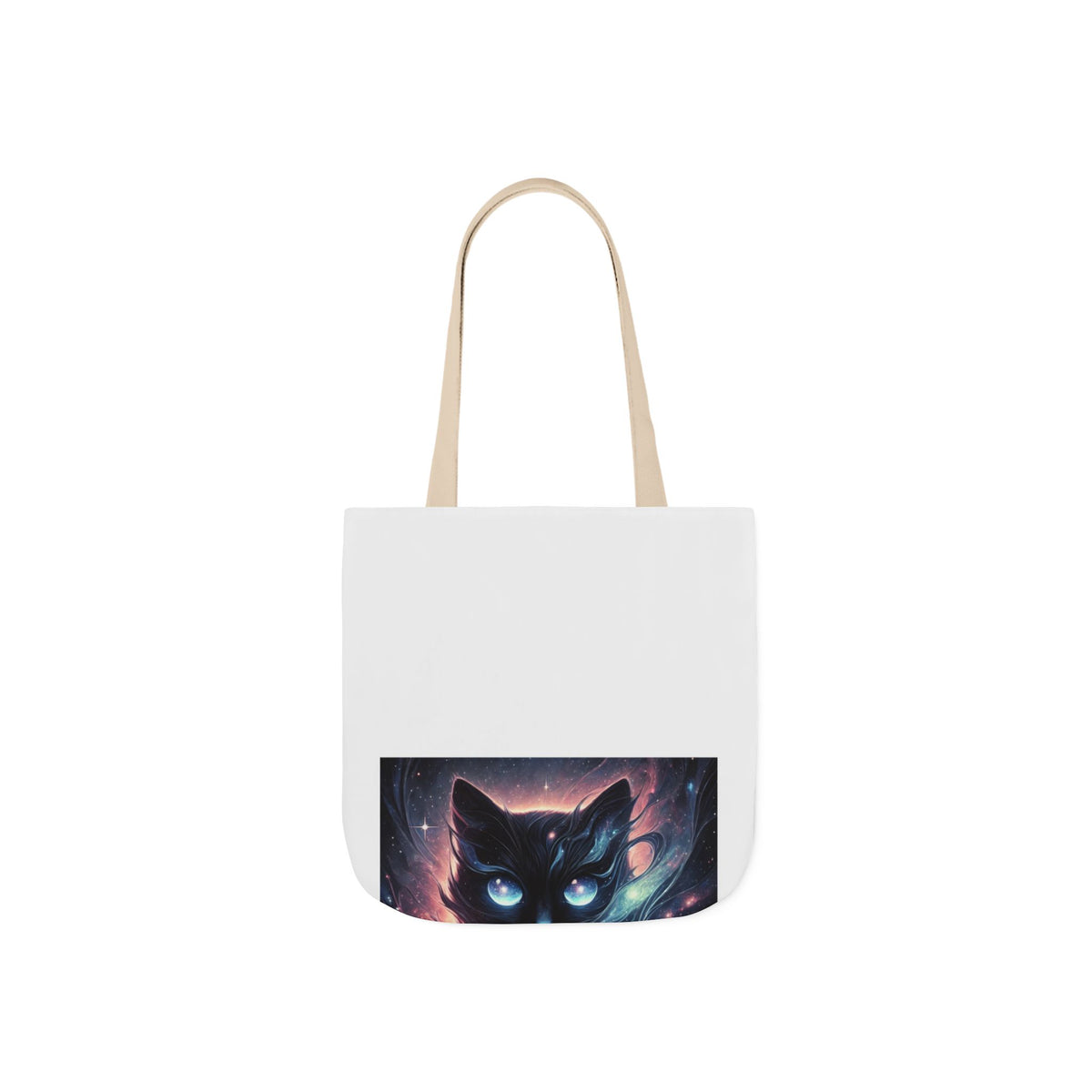 Cosmic Black Cat Galaxy Celestial Canvas Tote Bag