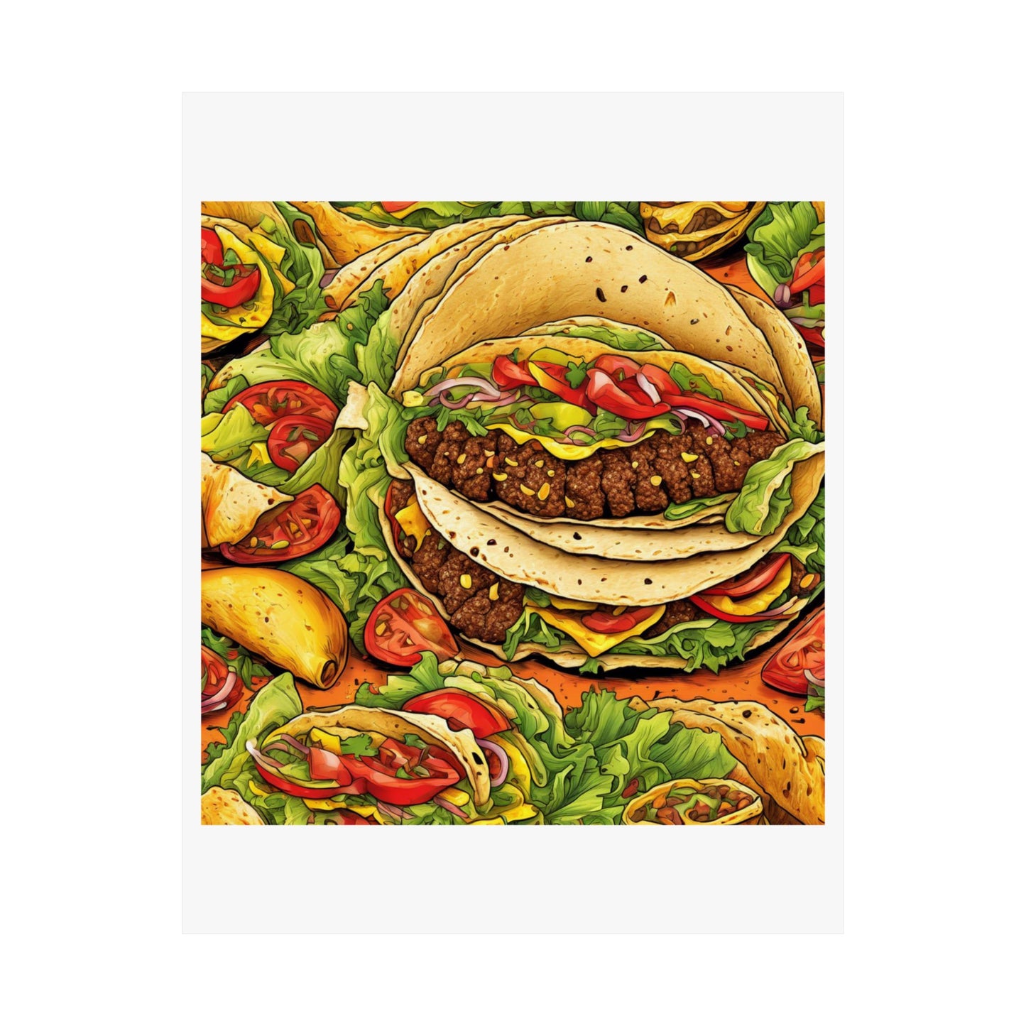 Stacked Taco Fiesta Foodie Gift Art Poster