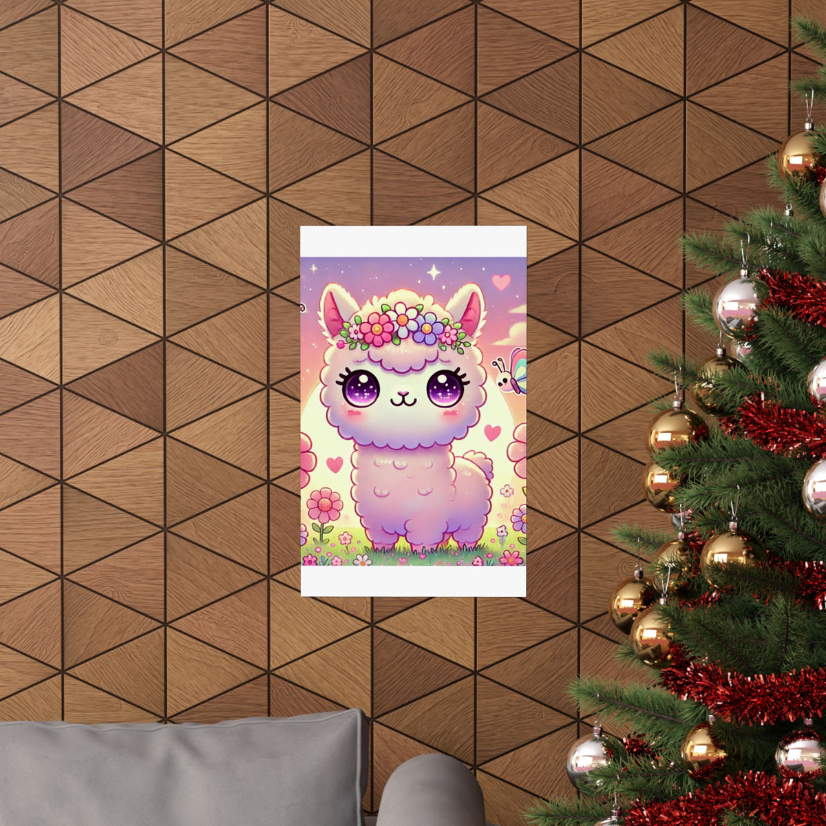 Pastel Floral Alpaca Garden Kawaii Wall Art Poster