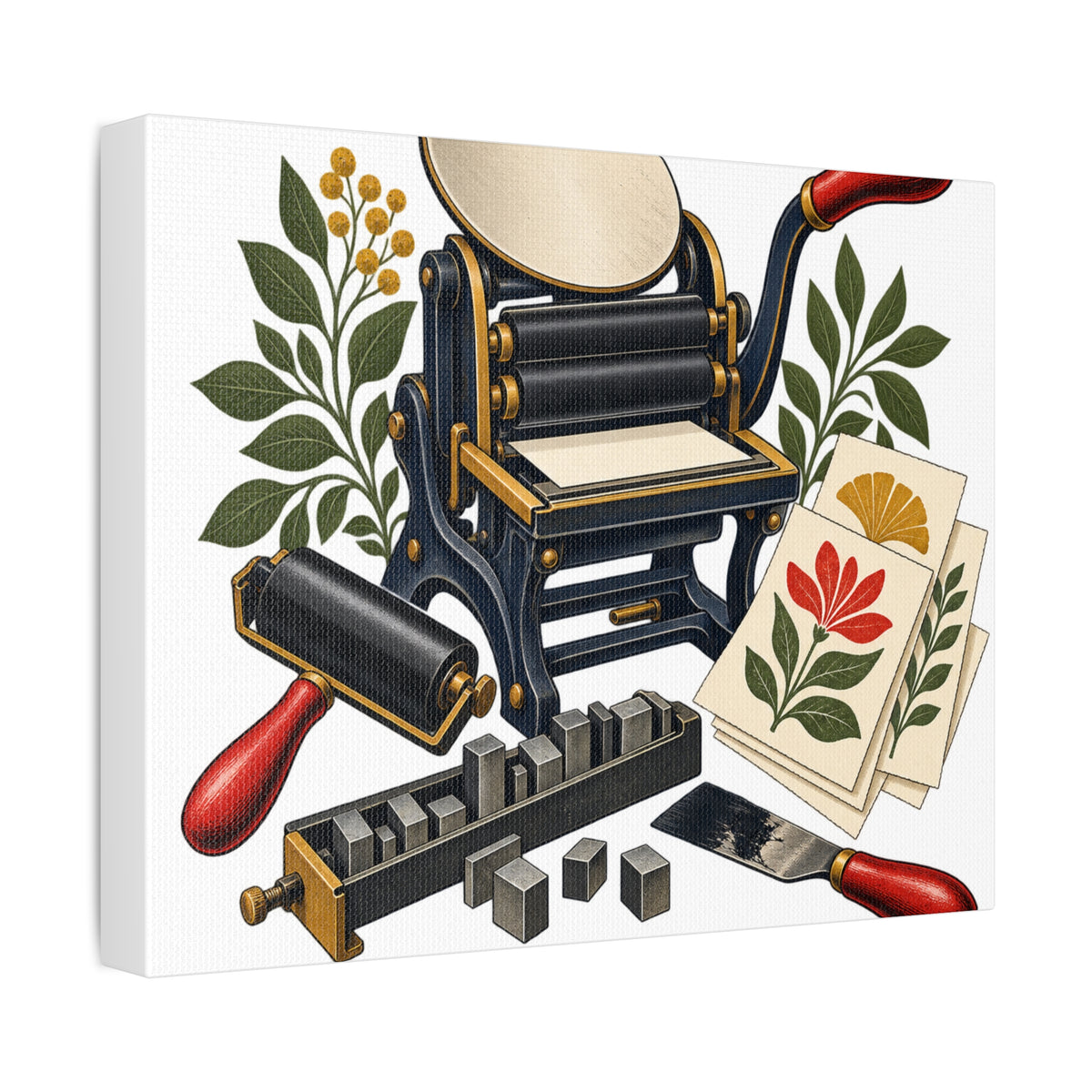 Botanical Letterpress Printshop Canvas