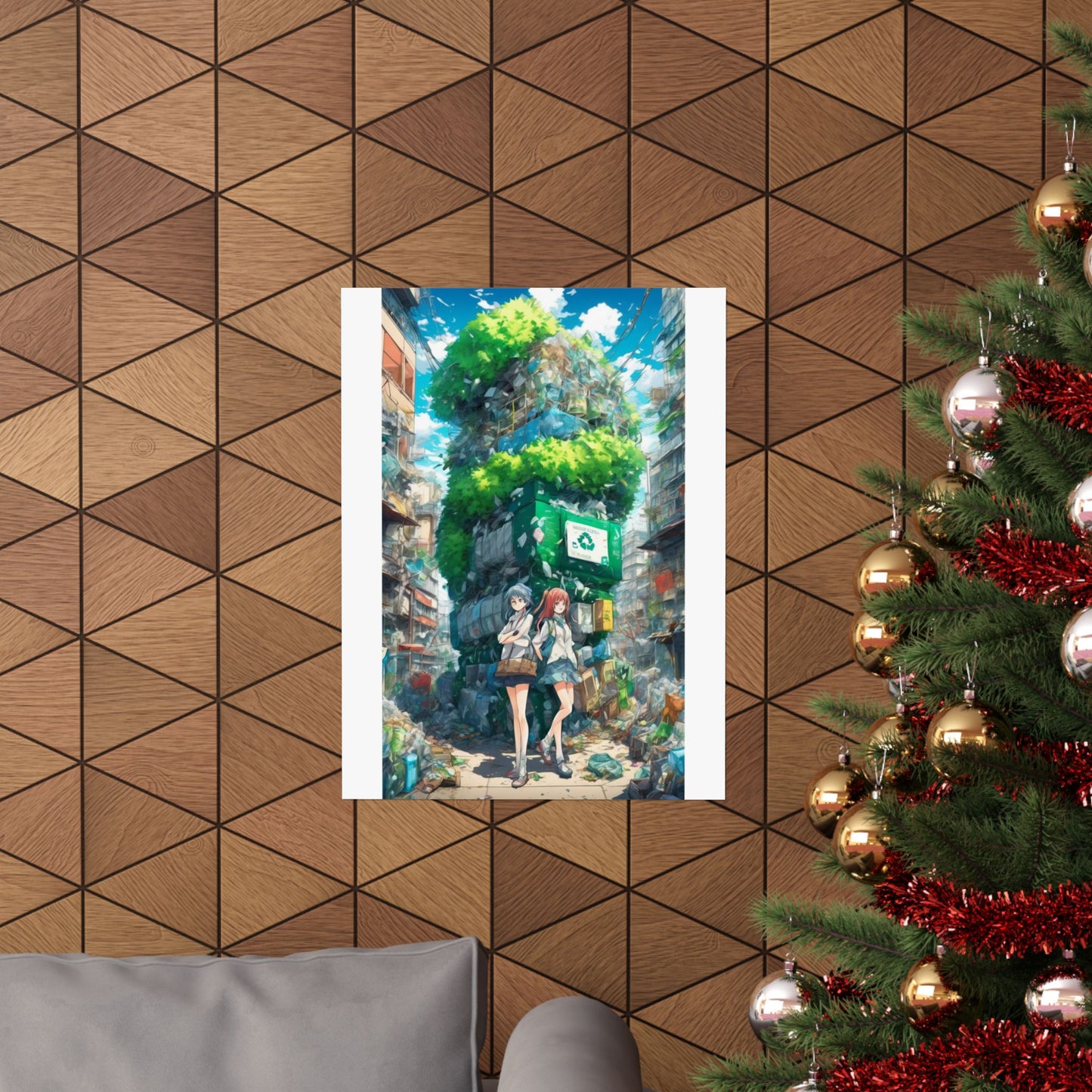 Urban Recycling Anime Friends Green City Wall Poster