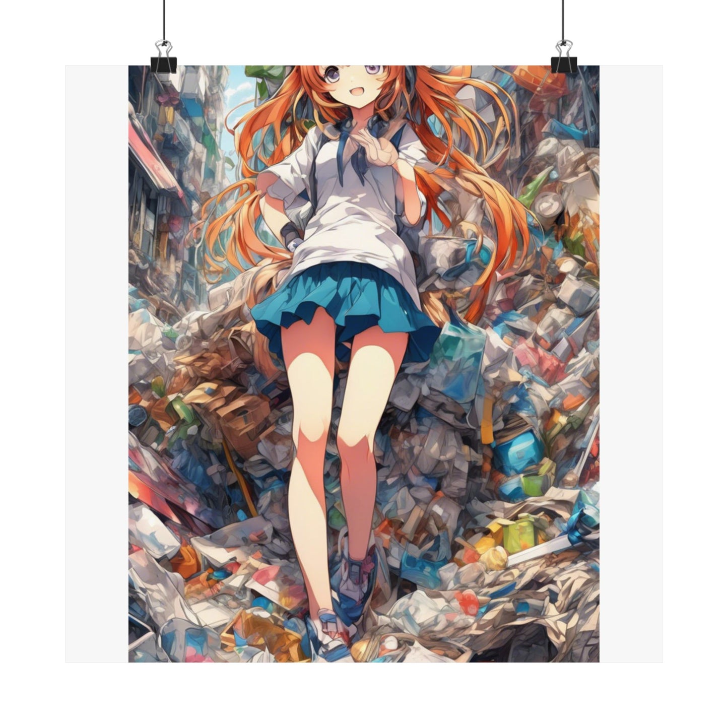 Recycling Rescue Anime Heroine Eco Street Art Poster