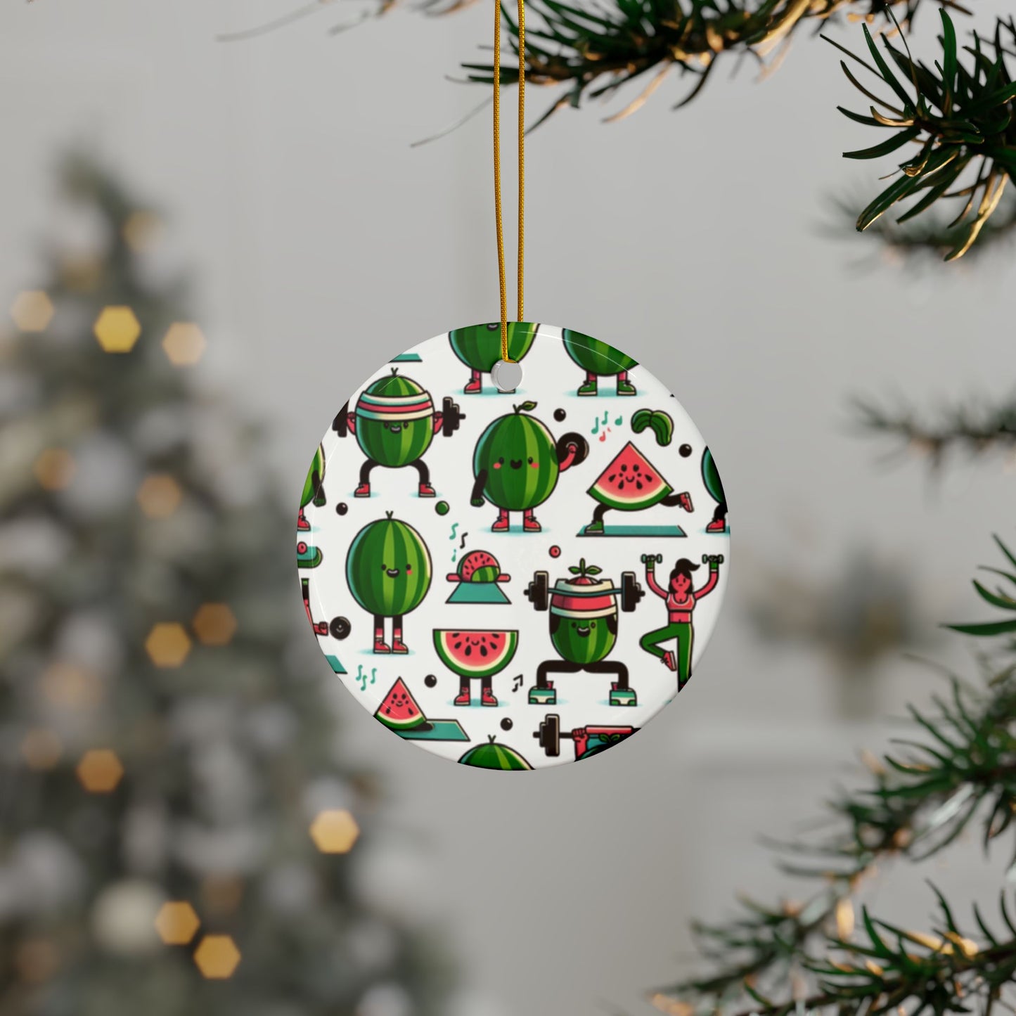 Watermelon Workout Club Ceramic Ornament, Holiday Keepsake and Gift