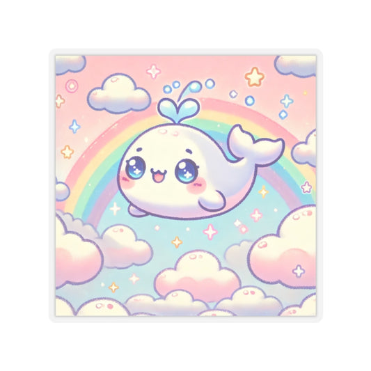 Kawaii Rainbow Whale Pastel Cloud Sticker