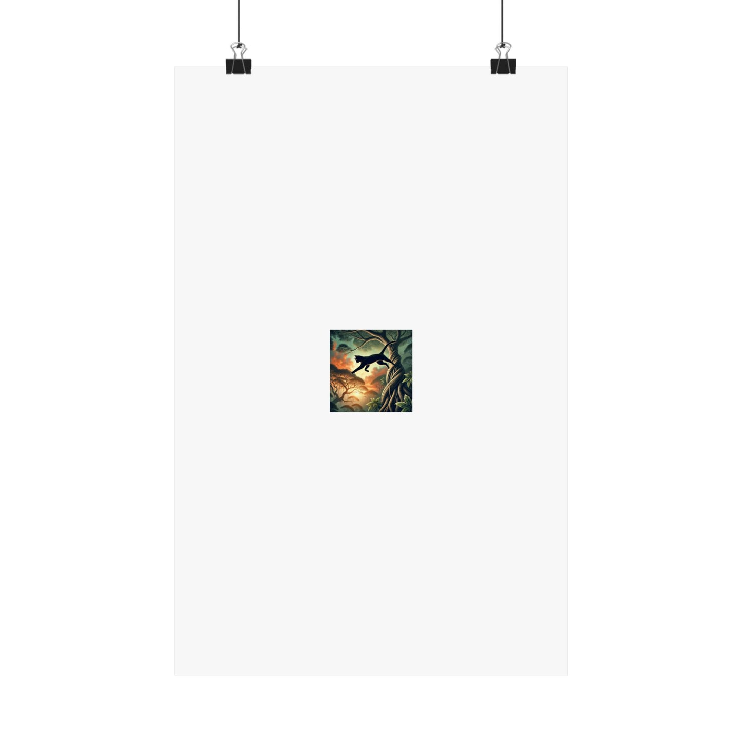 Enchanted Black Cat Forest Poster Fantasy Cat Wall Art Gift