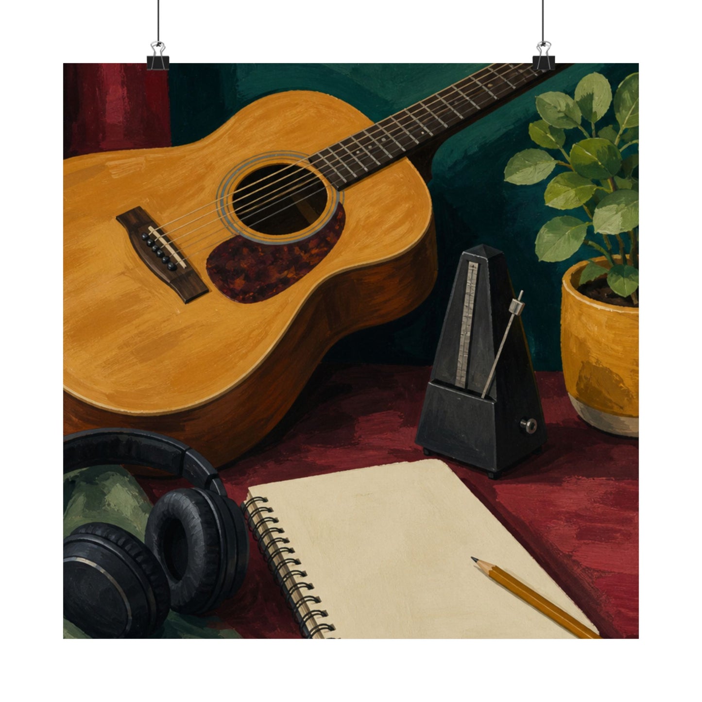 Cozy Acoustic Music Practice Art Poster