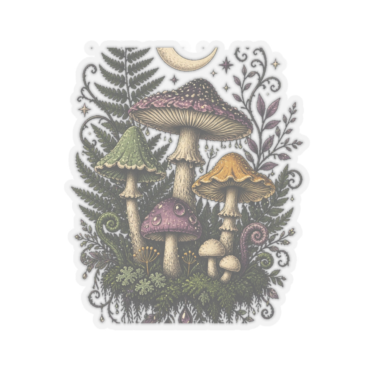 Midnight Mushroom Field Notes Botanical Mushroom Sticker