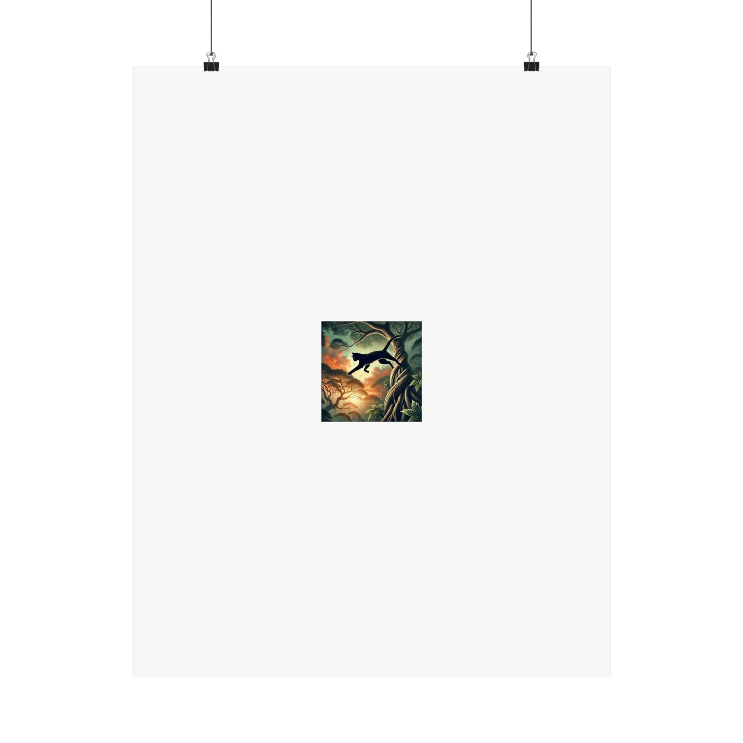 Enchanted Black Cat Forest Poster Fantasy Cat Wall Art Gift