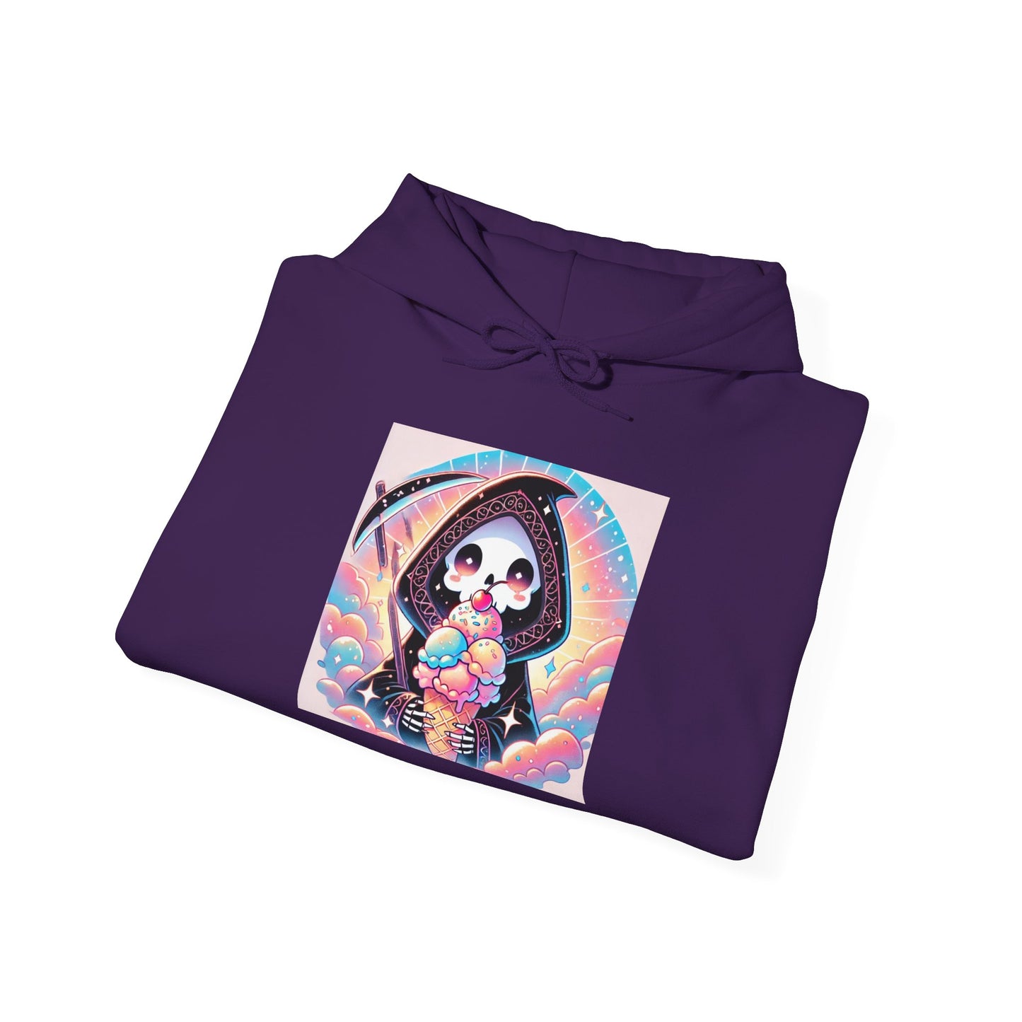 Grim Reaper Kawaii Anime Hoodie - Cute Ice Cream Design - Unisex Comfortable Hooded Sweatshirt - Fun & Stylish Gift Idea!