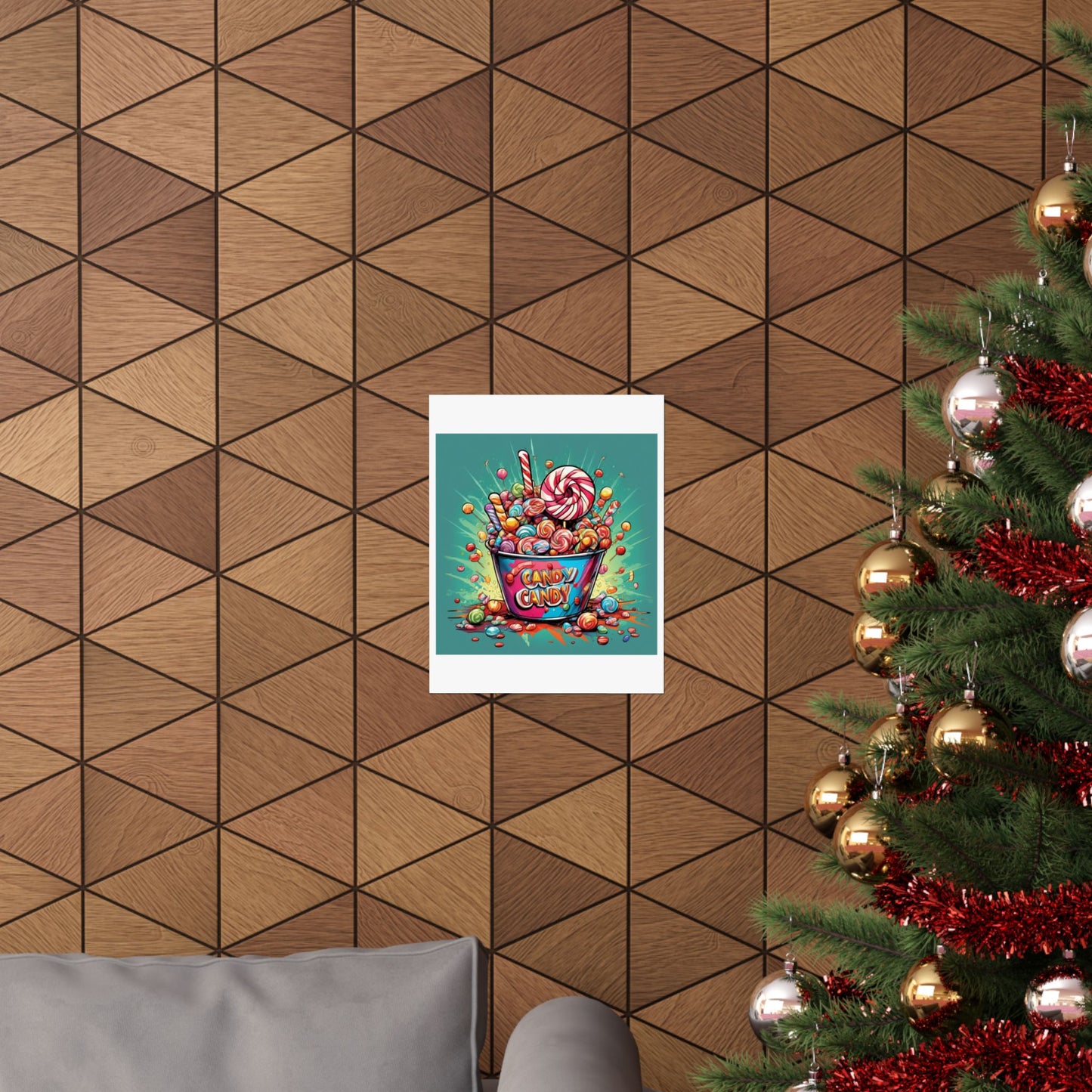 Holiday Candy Bucket Sweets Gift Art Poster