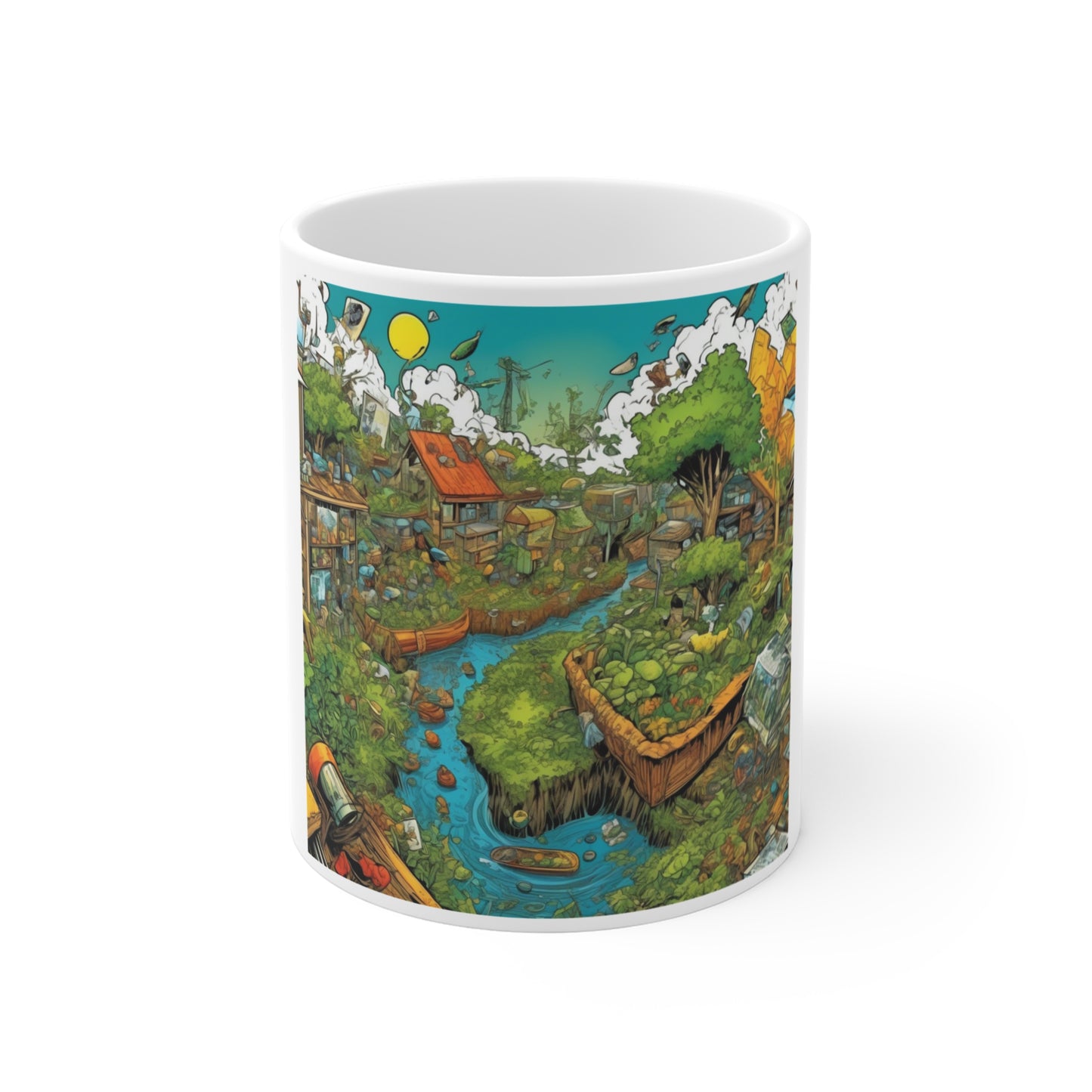 Whimsical Garden Stream Nature Gift Art Coffee Mug