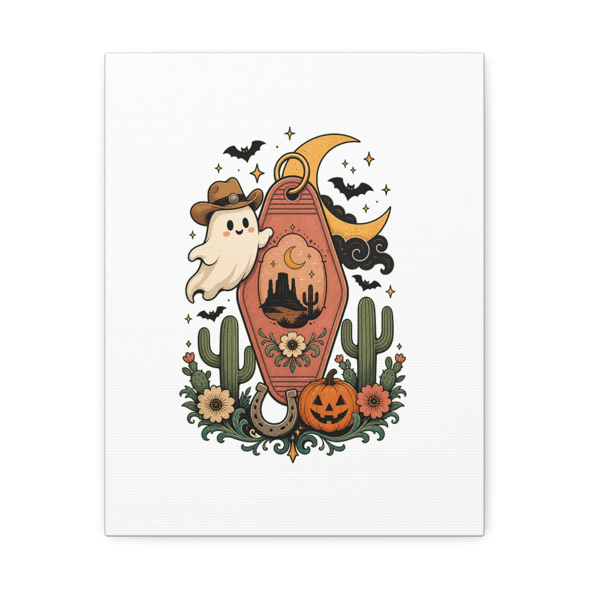 Haunted Desert Keytag Ghost Halloween Canvas