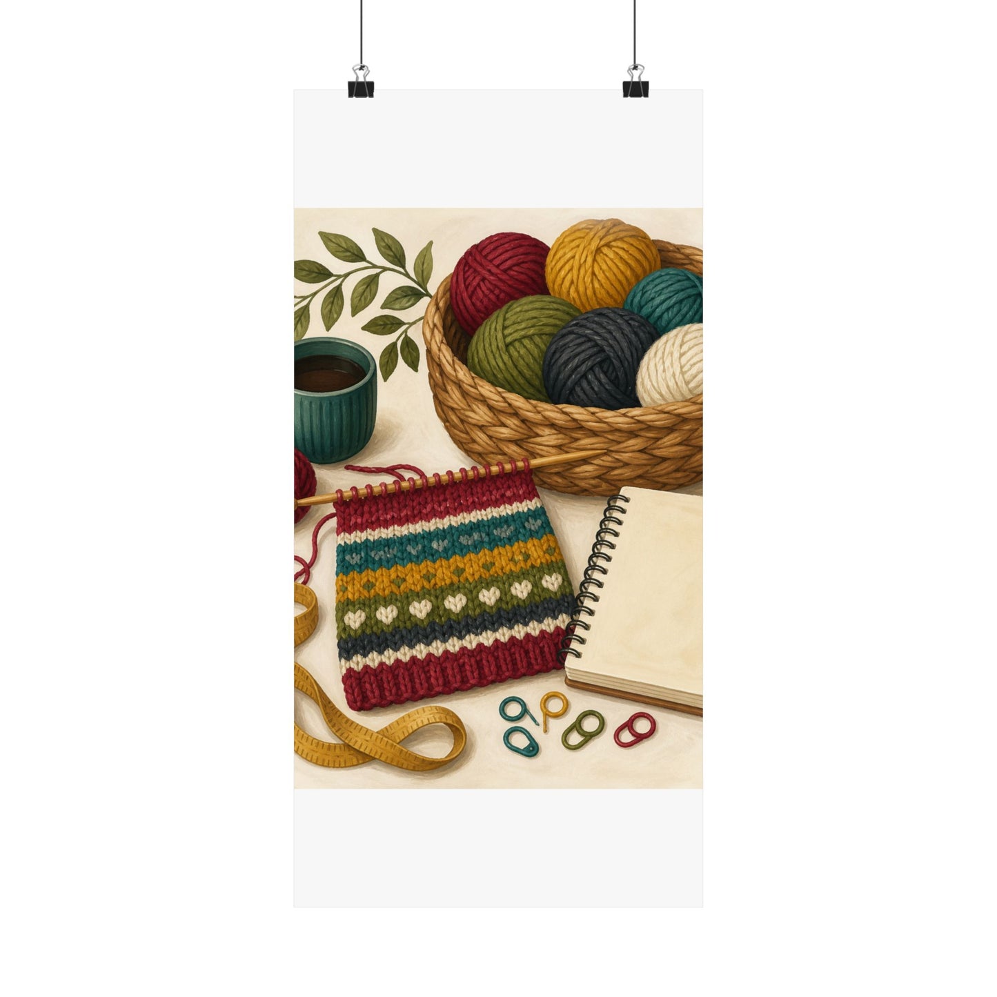 Cozy Knitting and Yarn Hobby Art Poster