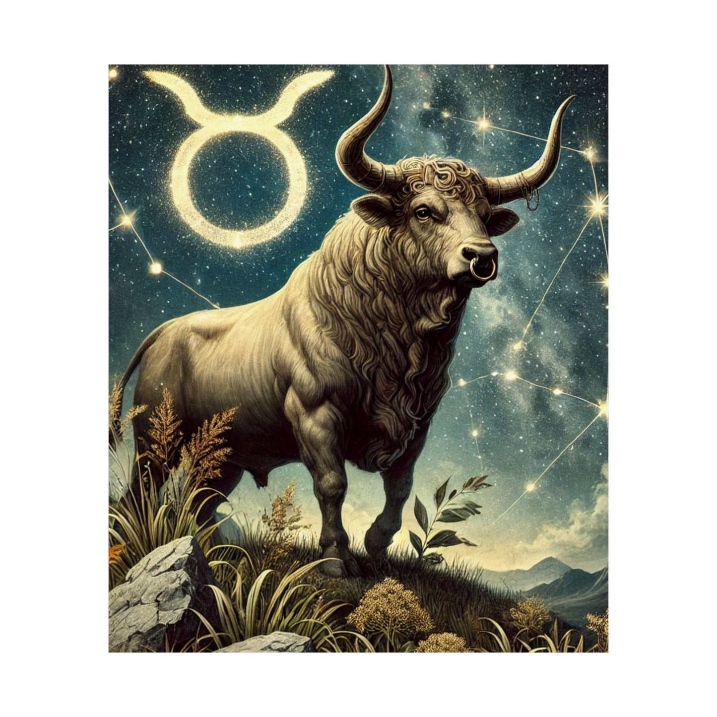 Taurus Bull Constellation Celestial Wall Art Poster