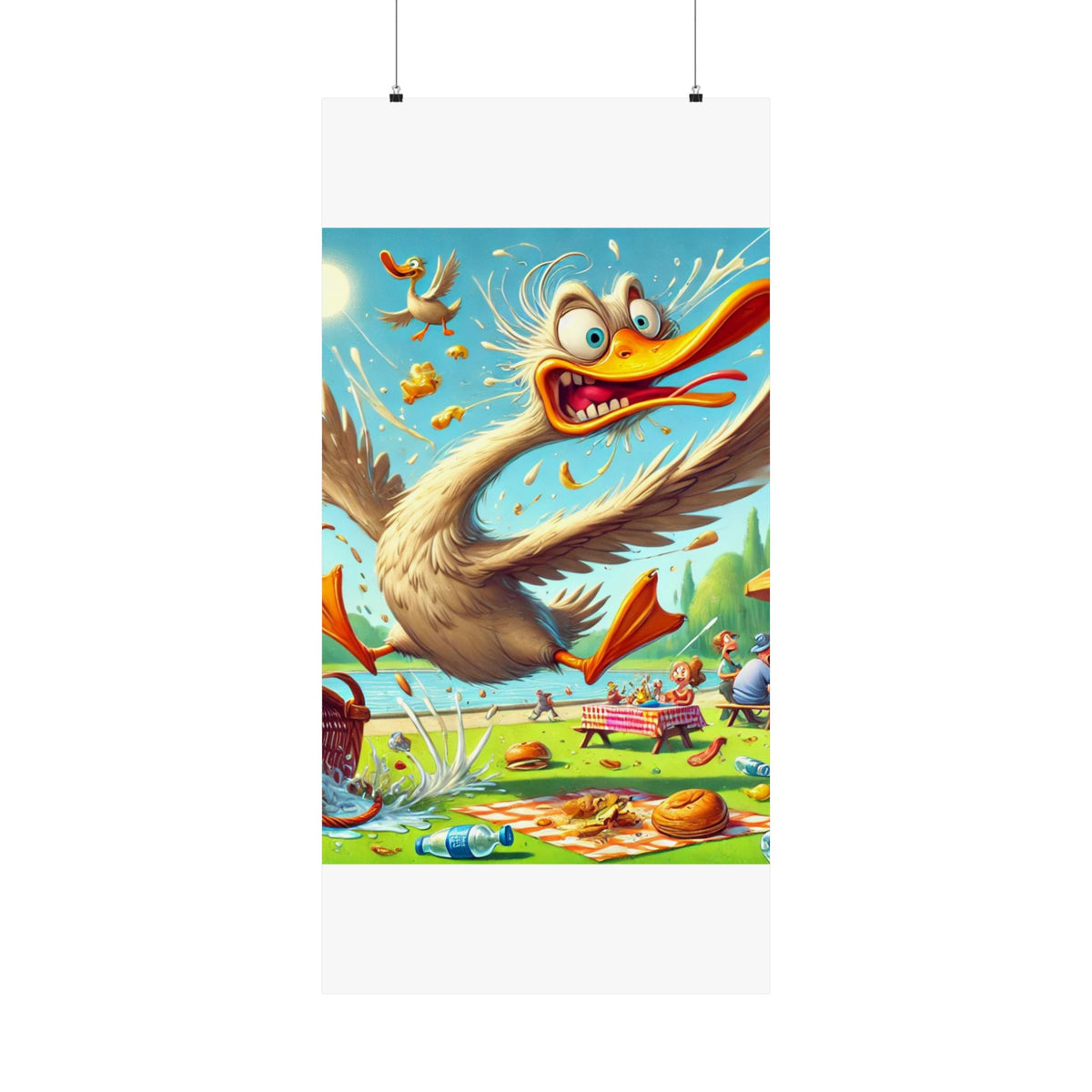 Chaotic Picnic Duck Funny Summer Wall Art Poster