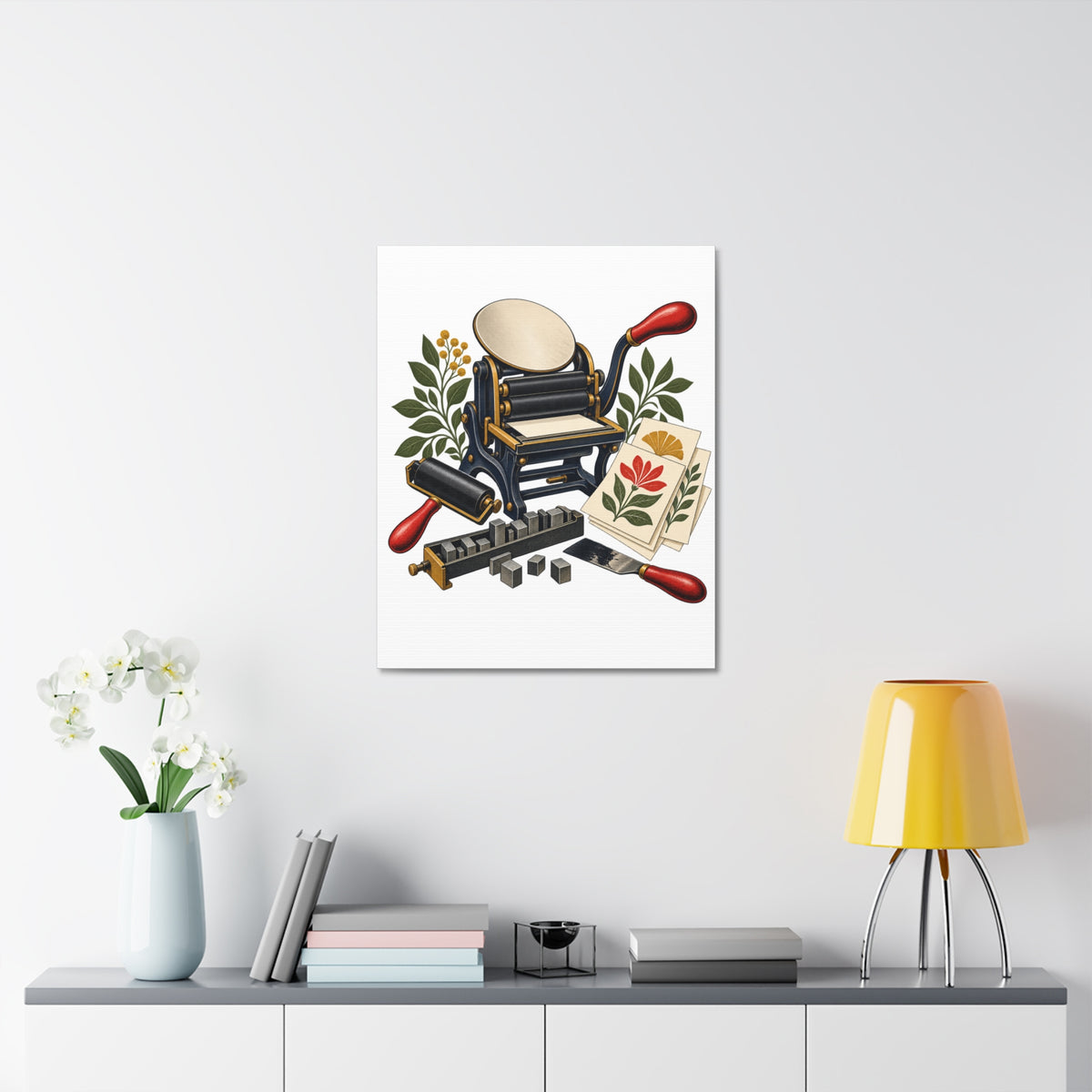 Botanical Letterpress Printshop Canvas