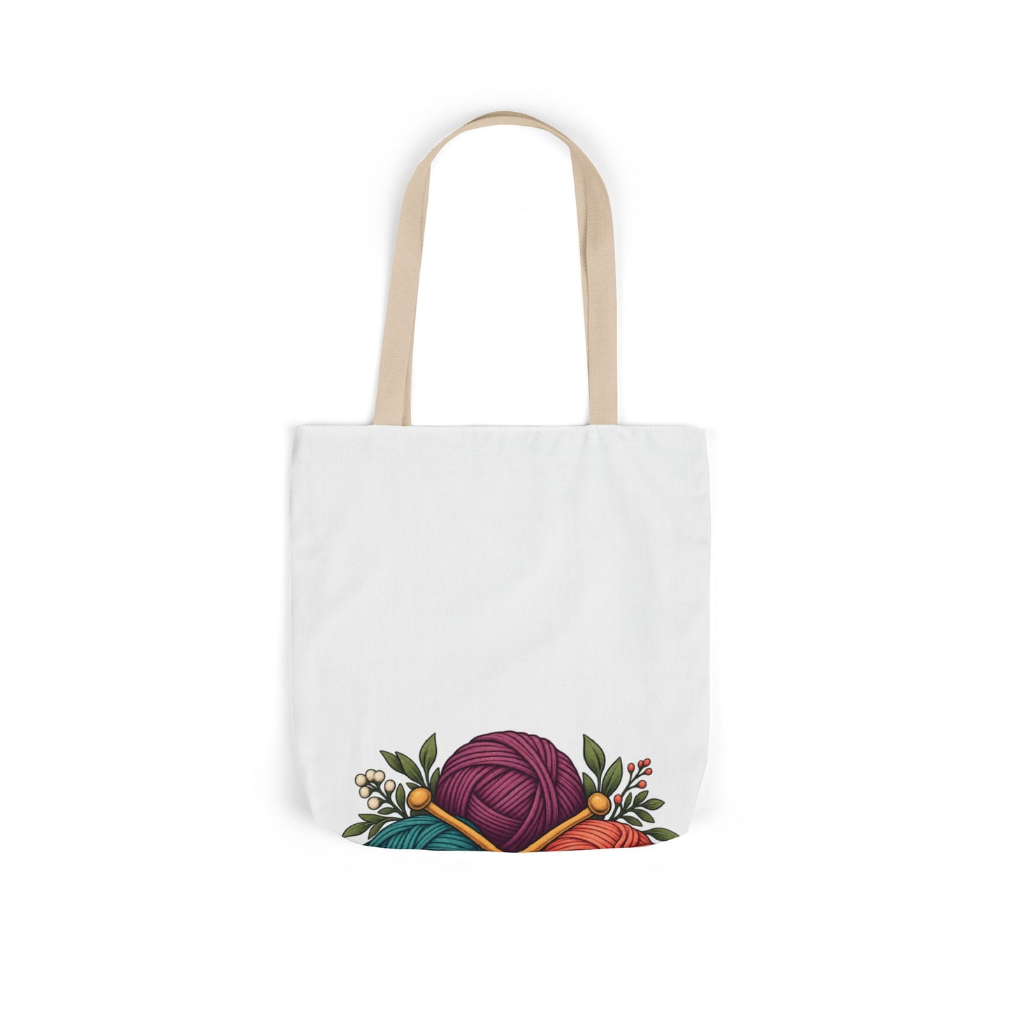 Retro Yarn and Knitting Botanical Art Tote Bag