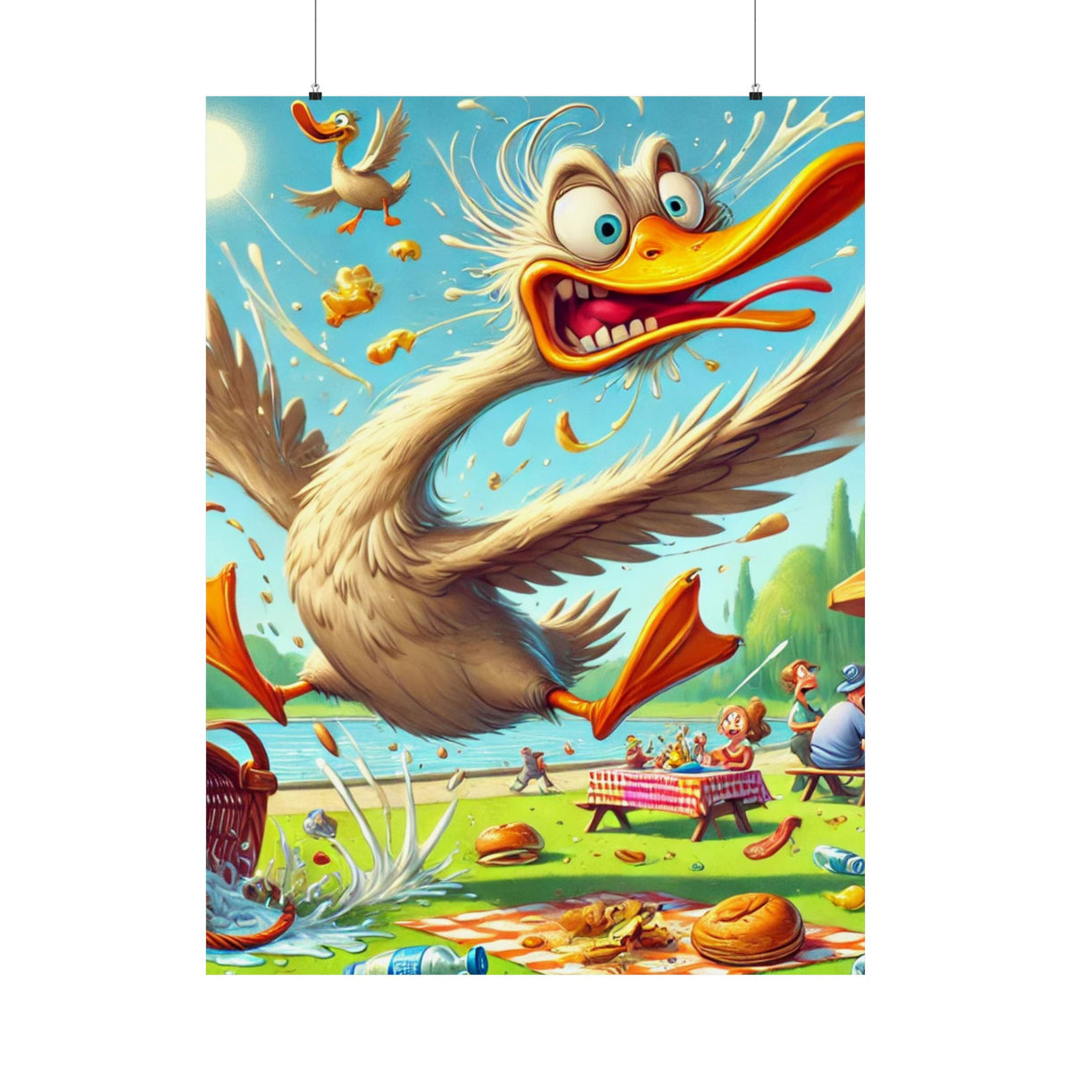 Chaotic Picnic Duck Funny Summer Wall Art Poster