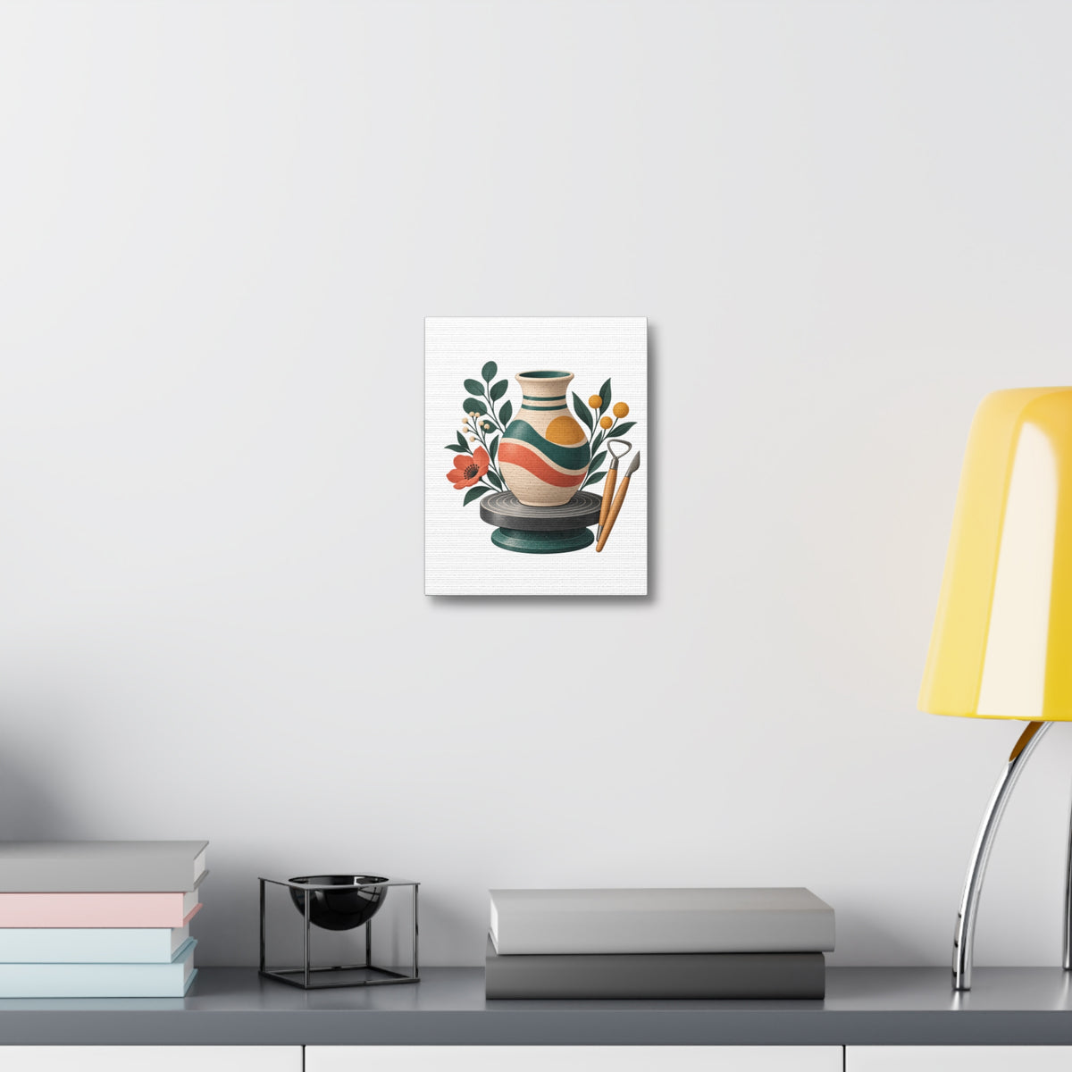 Midcentury Pottery Botanical Art Canvas