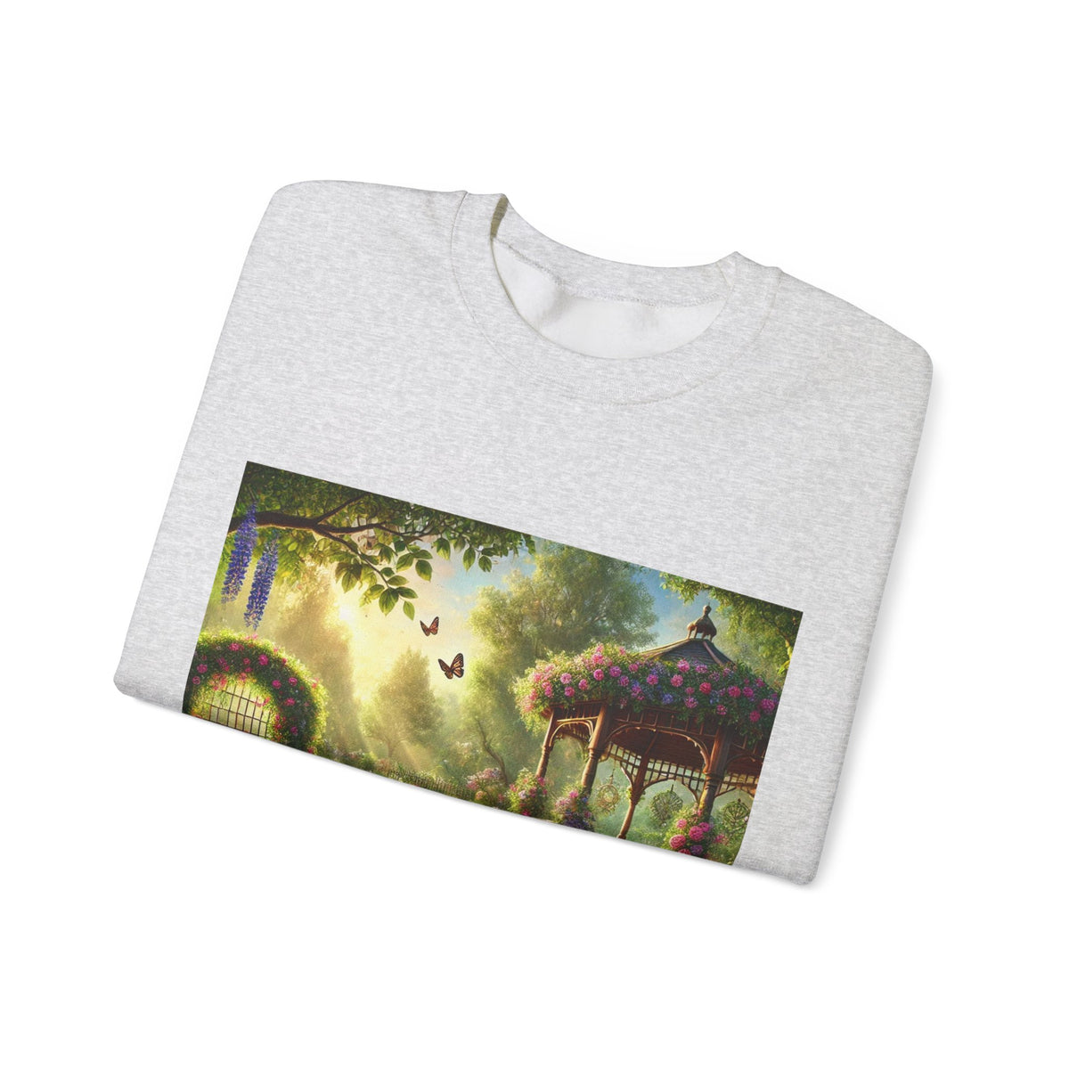 Sunlit Rose Gazebo Cottage Garden Sweatshirt