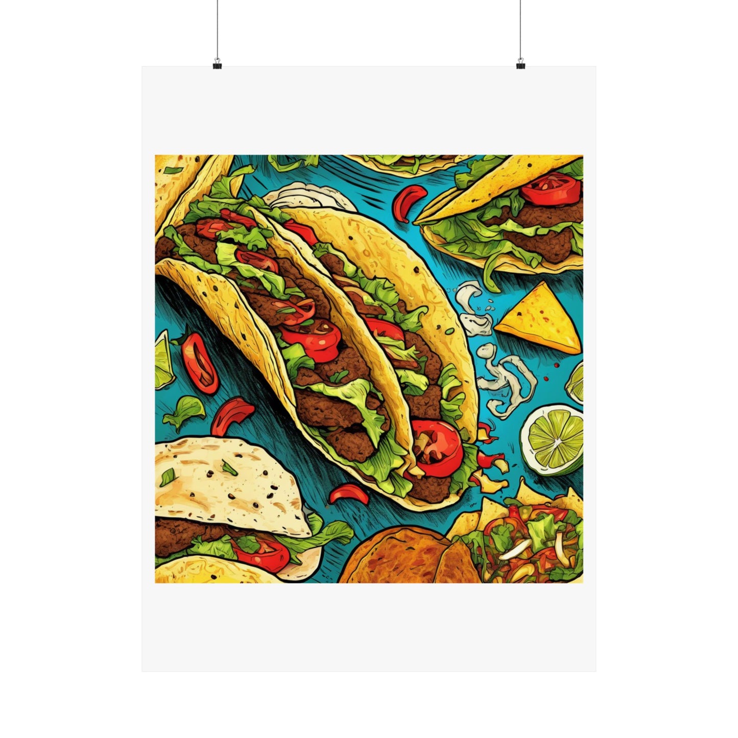 Taco Party Pattern Foodie Gift Art Poster