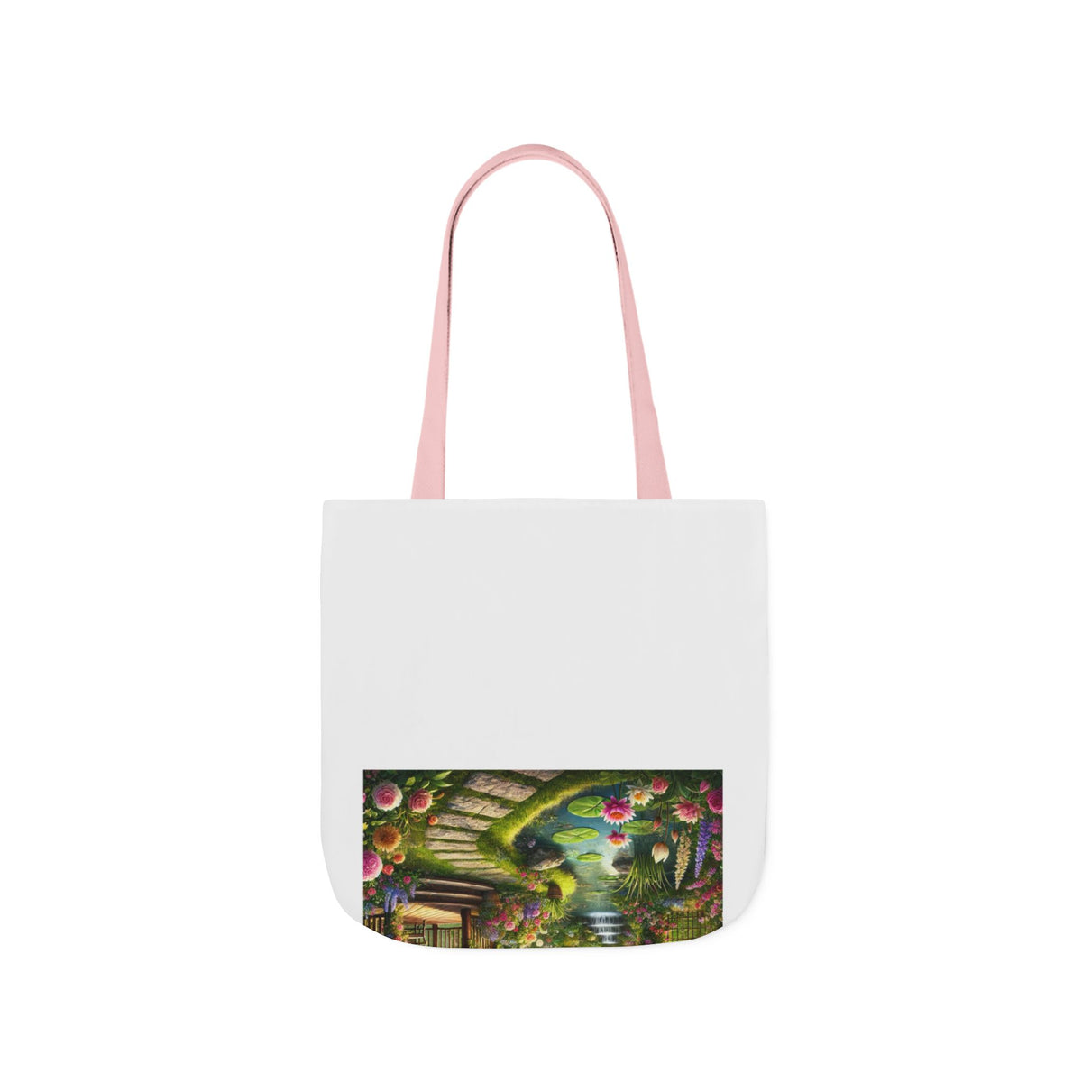 Sunlit Rose Gazebo Cottage Garden Canvas Tote Bag