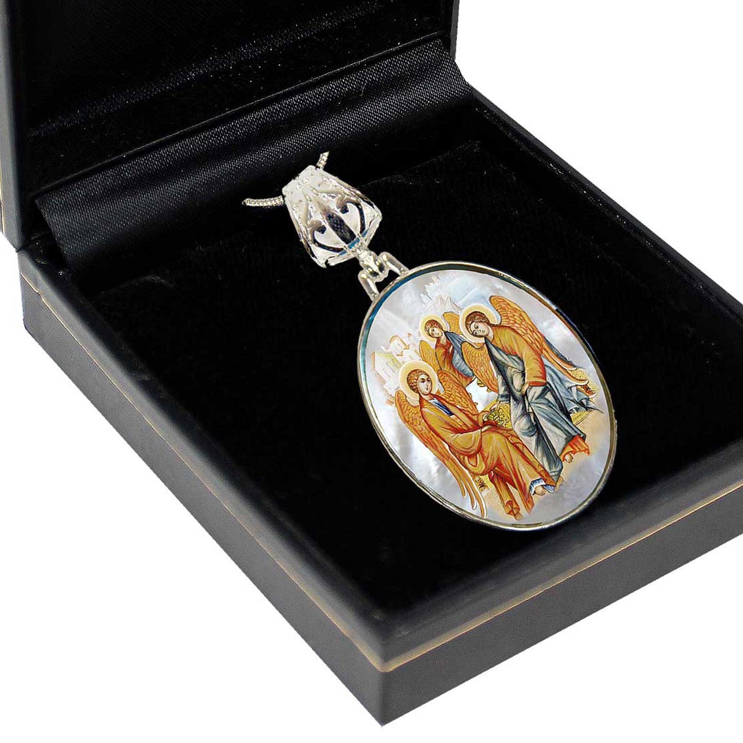 Old Testament Trinity Silver Plated Mother of Pearl Necklace Jewelry - 43015