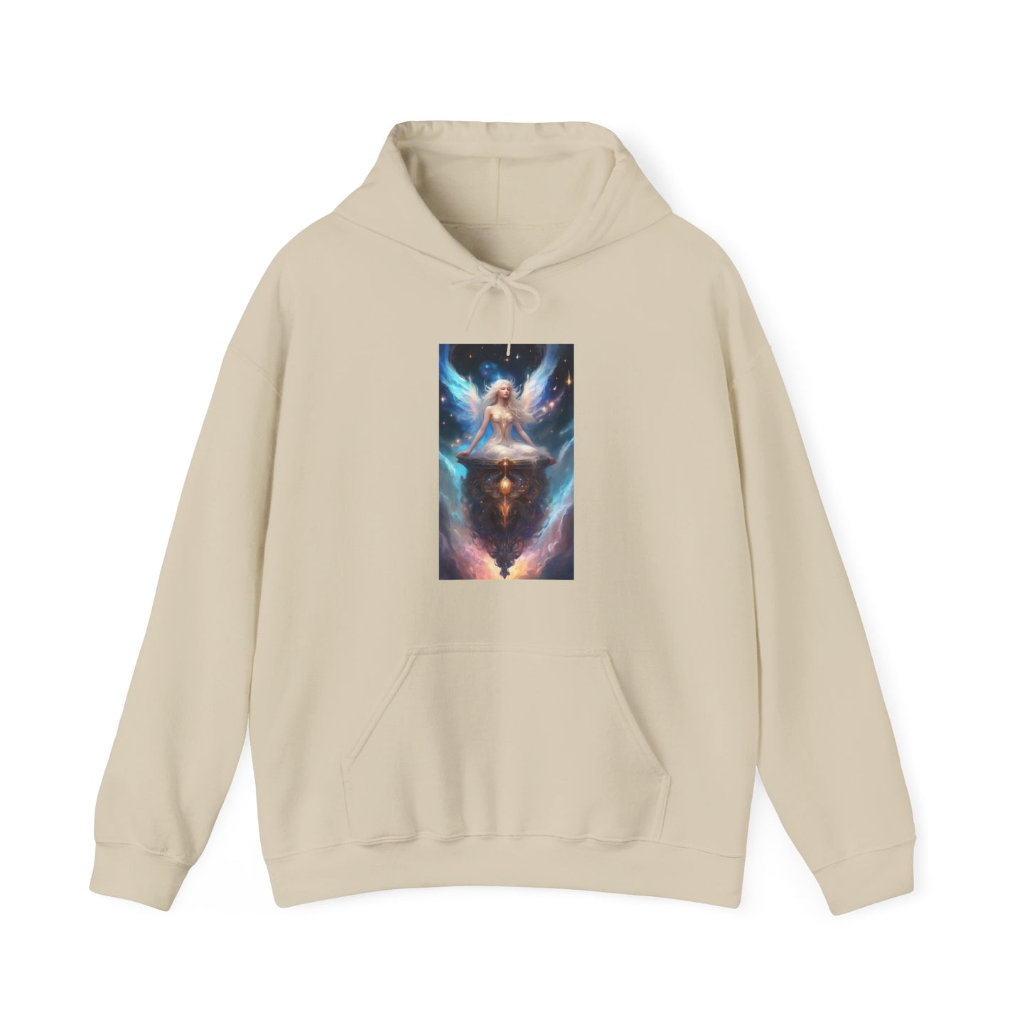 Celestial Winged Meditation Fantasy Portrait Hoodie