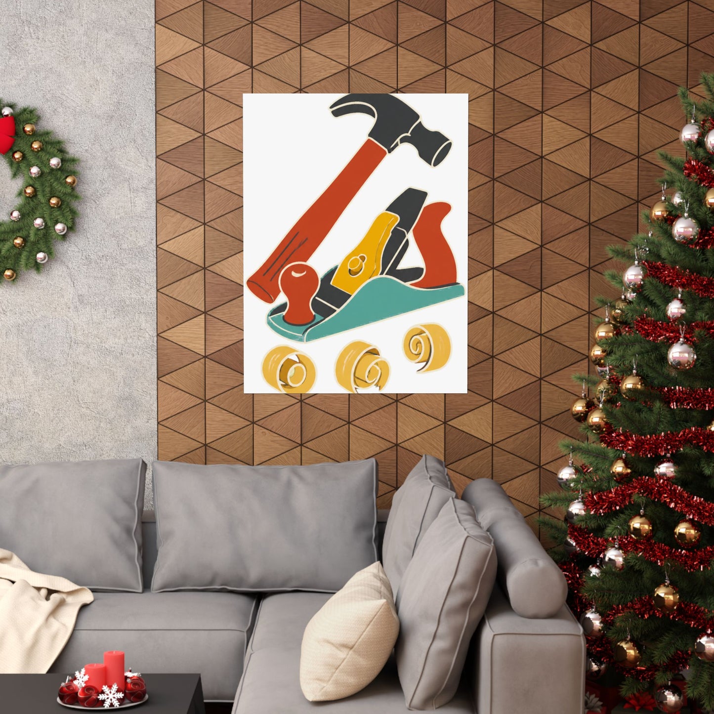 Carpenter Hammer Hand Plane Woodworking Art Poster