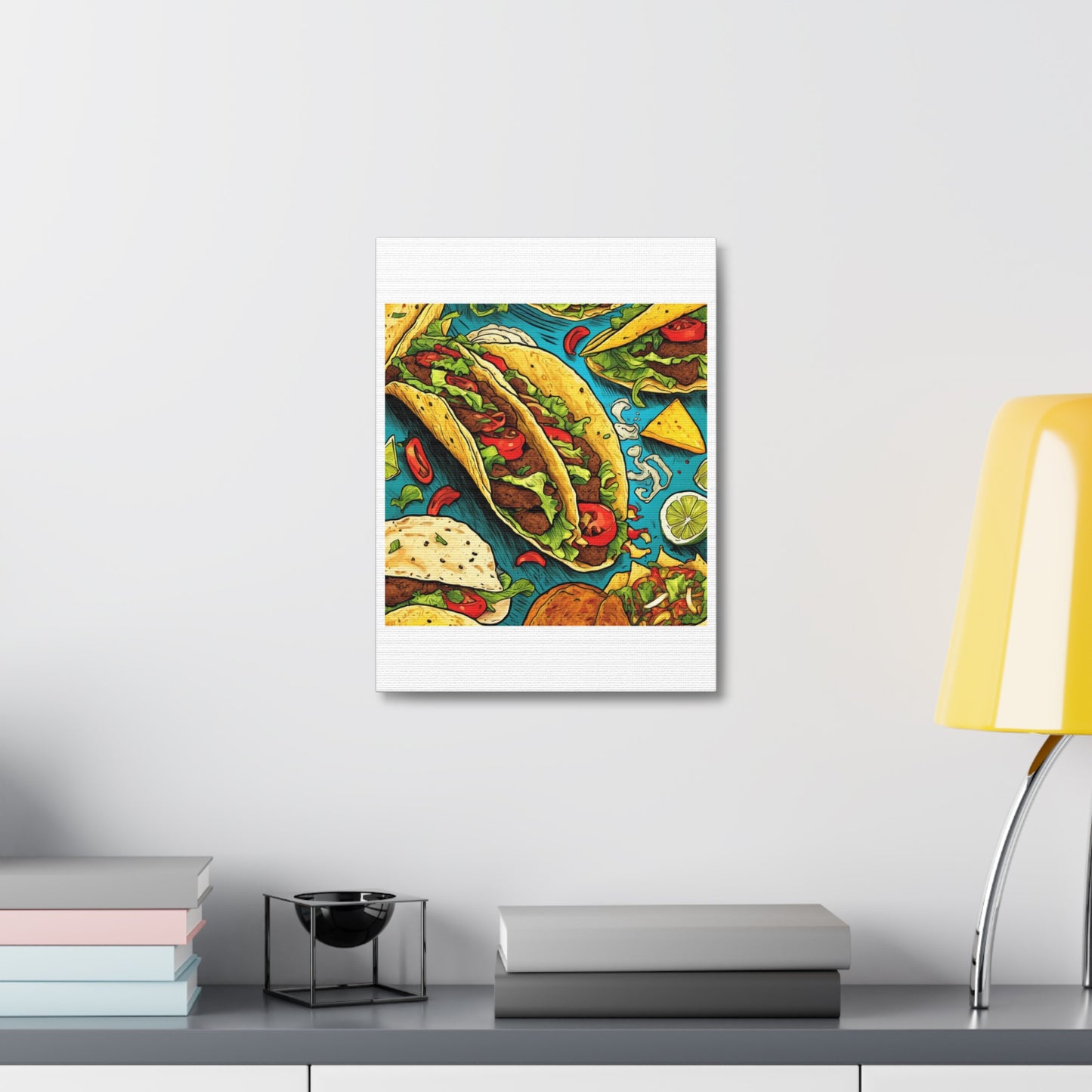 Taco Party Pattern Foodie Gift Art Canvas