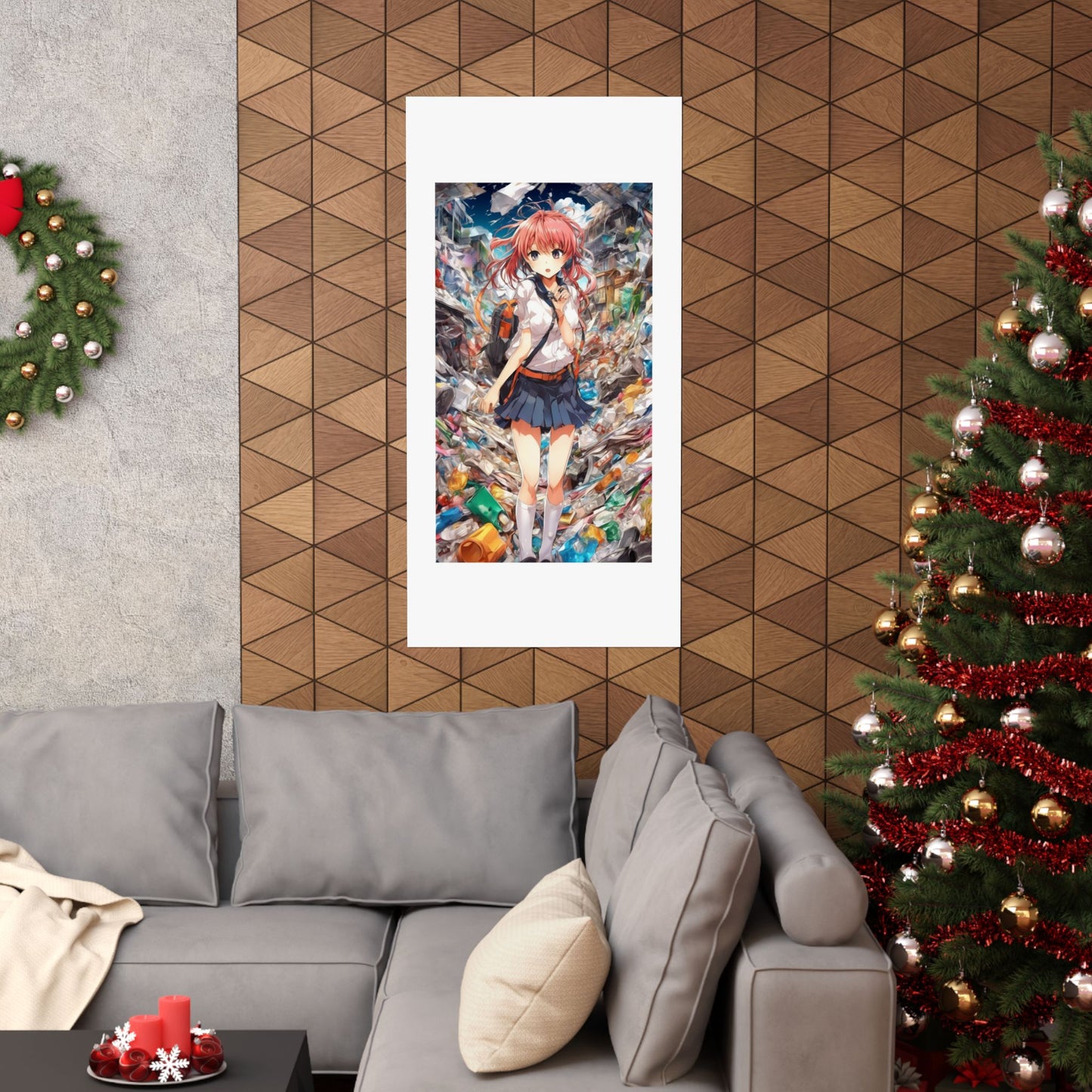 Recycling Day Anime Schoolgirl Eco Street Art Poster