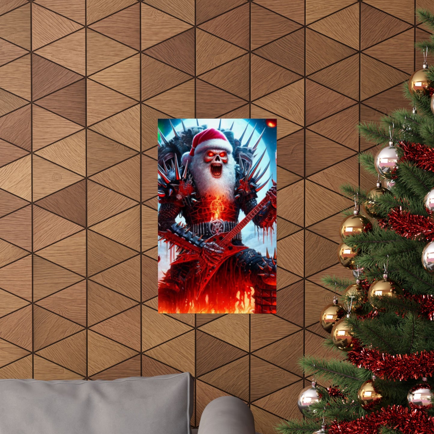Heavy Metal Santa Holiday Concert Music Room Poster