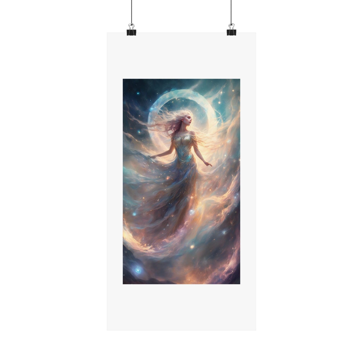 Moonlit Celestial Dancer Fantasy Portrait Poster