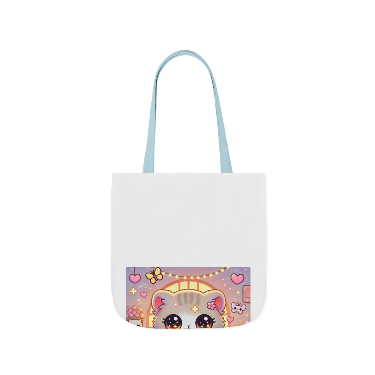 Cozy Kawaii Knitting Cat Pastel Yarn Canvas Tote Bag