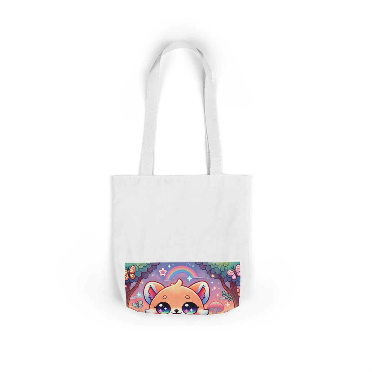 Pastel Woodland Fox Mushroom Kawaii Canvas Tote Bag