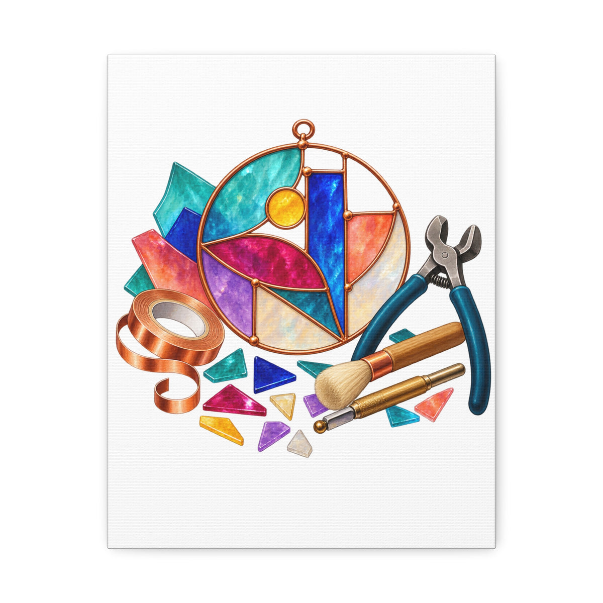 Abstract Stained Glass Suncatcher Workshop Canvas